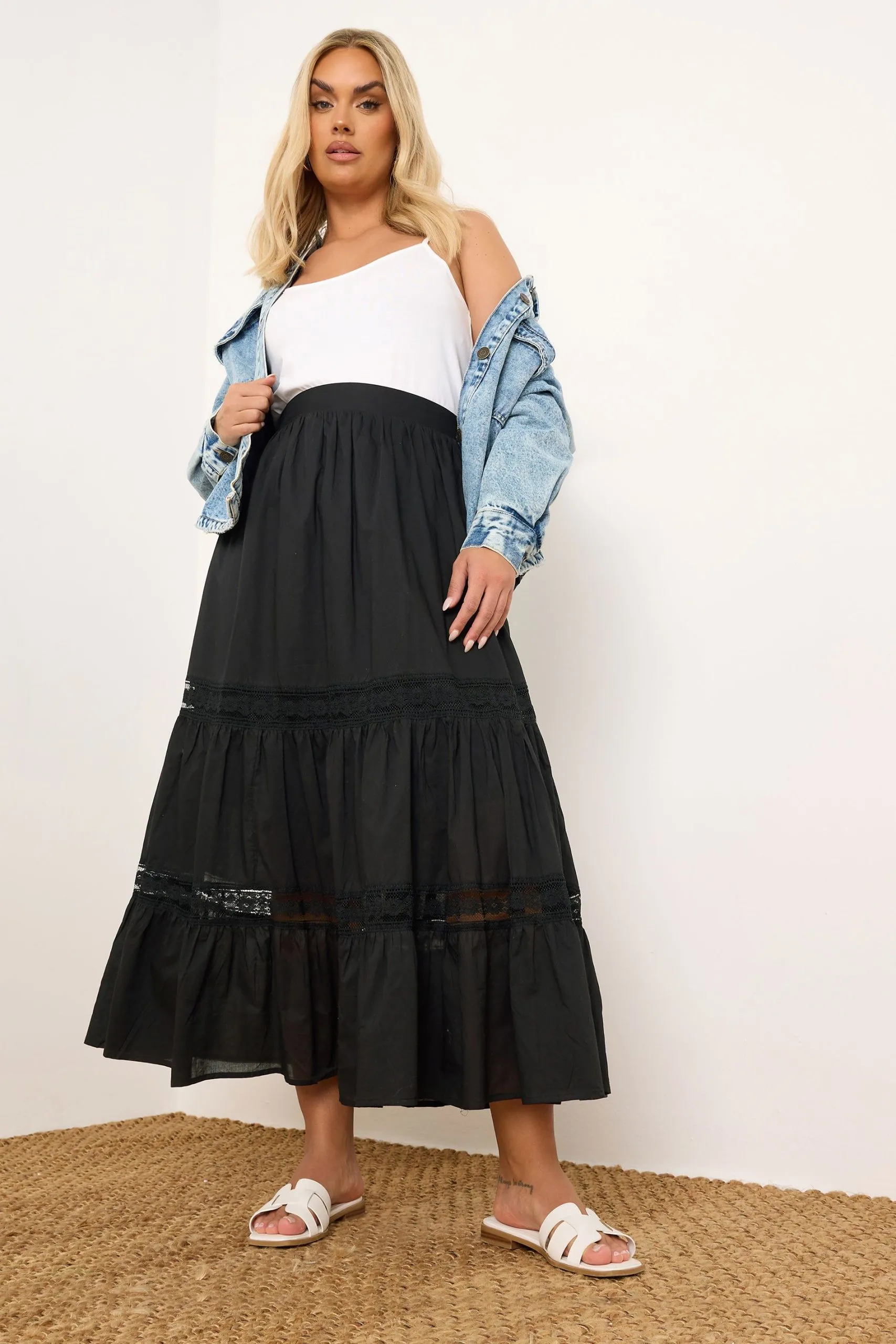 Cotton Tiered Maxi Skirt