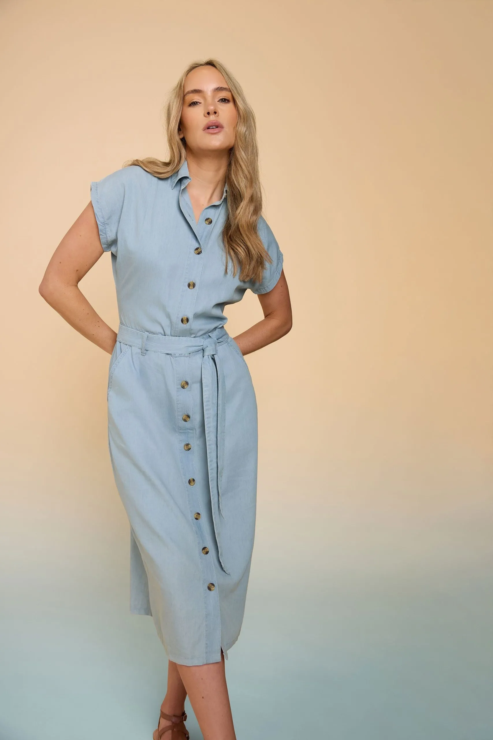 Tall Denim Tie Midi Dress