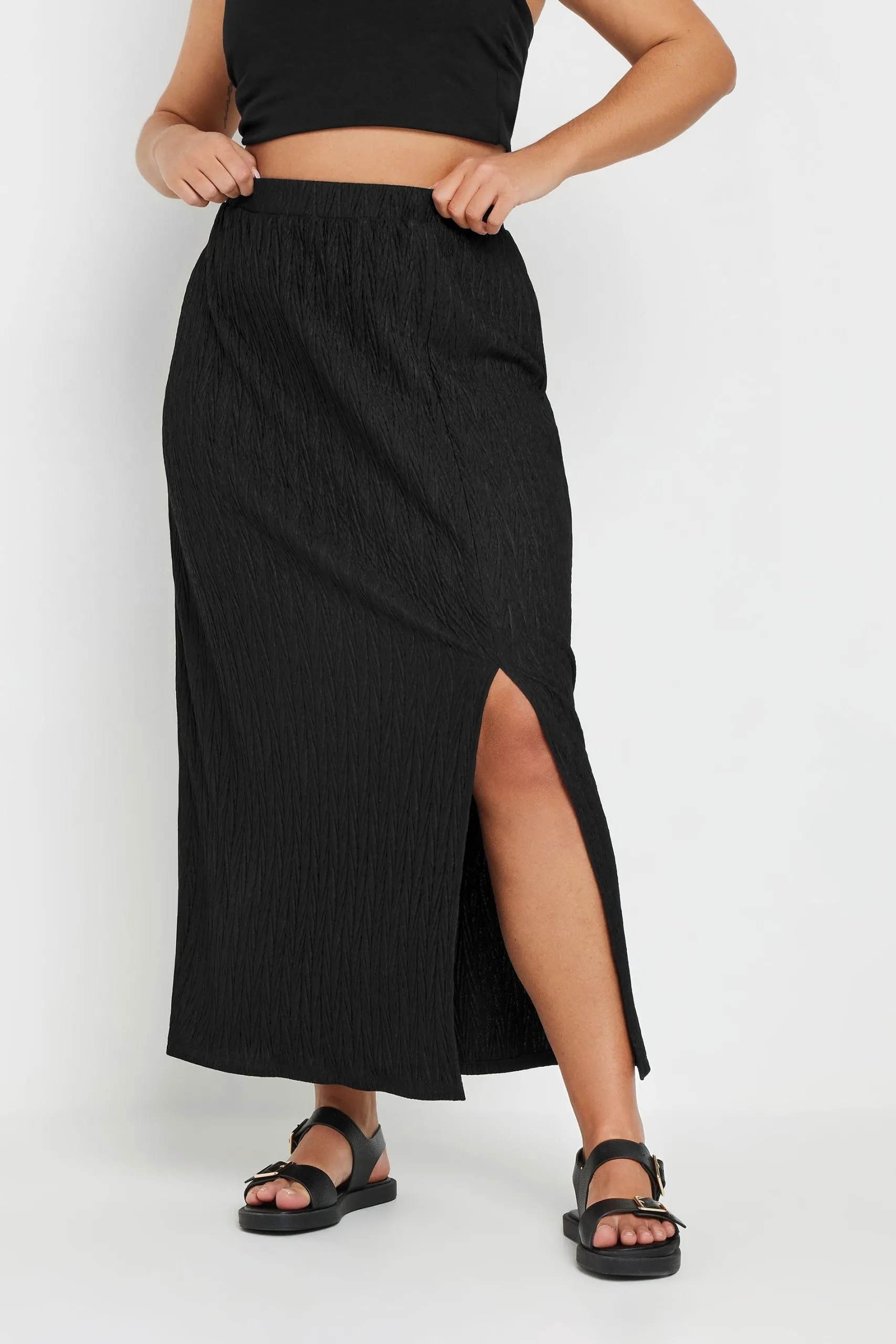 Crinkle Plisse Maxi Skirt