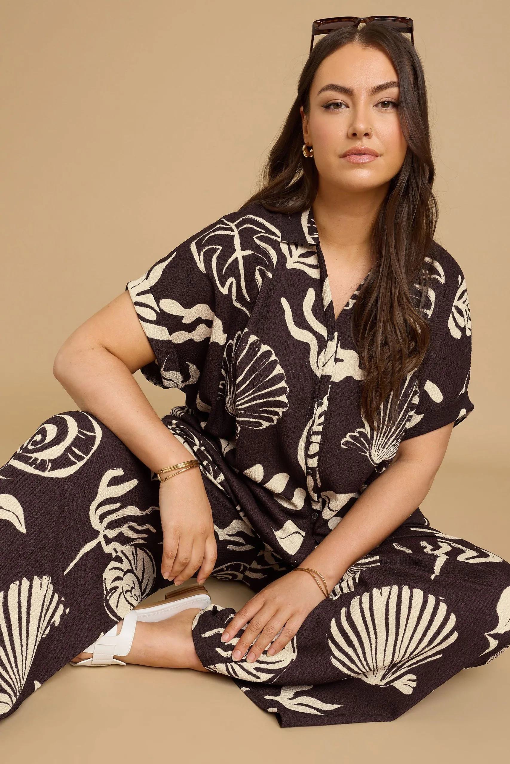 Seashell Print Textured Shirt