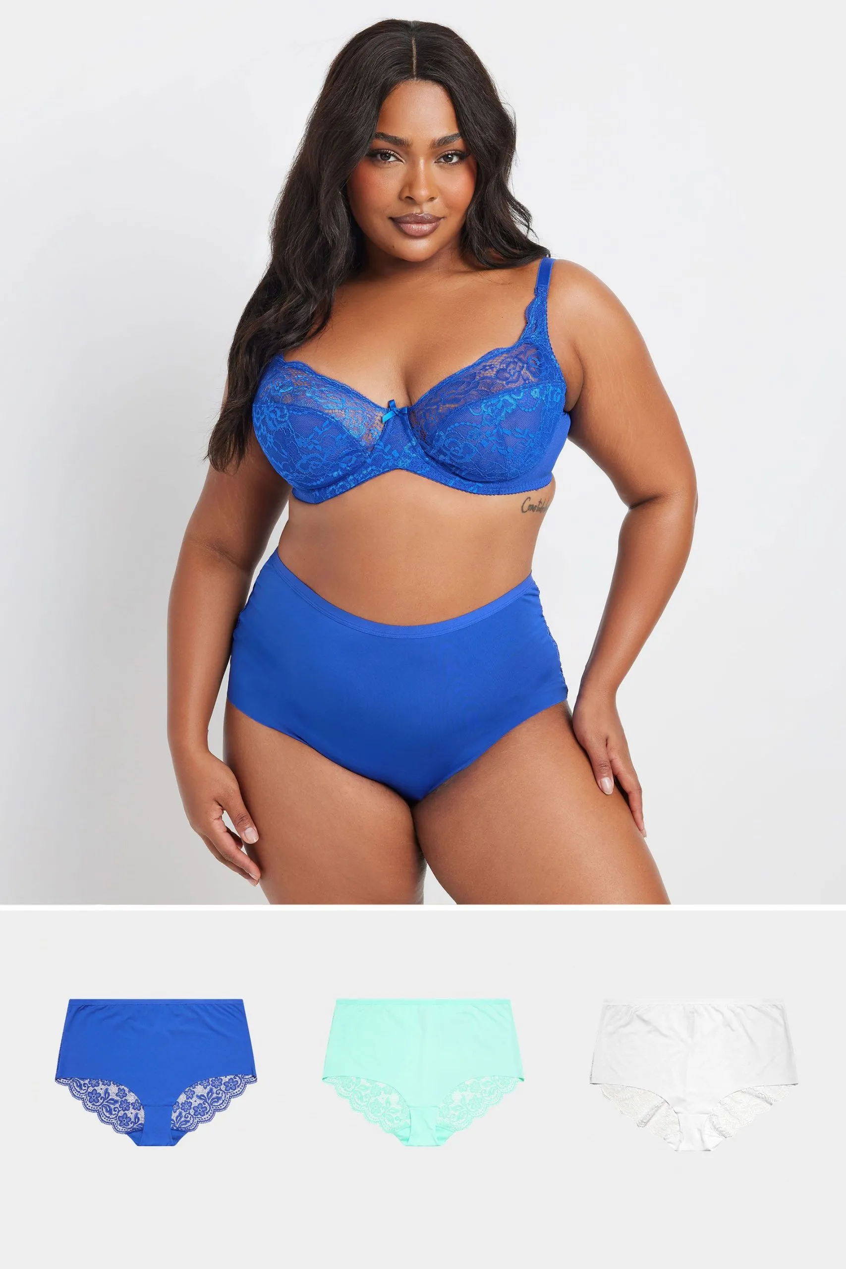 3 Pack Lace Back High Waisted Knickers