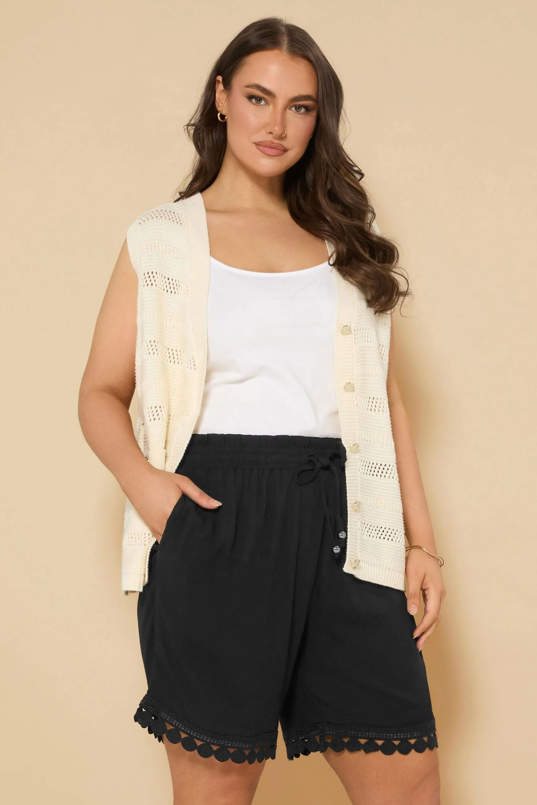 Crochet Trim Crinkle Shorts