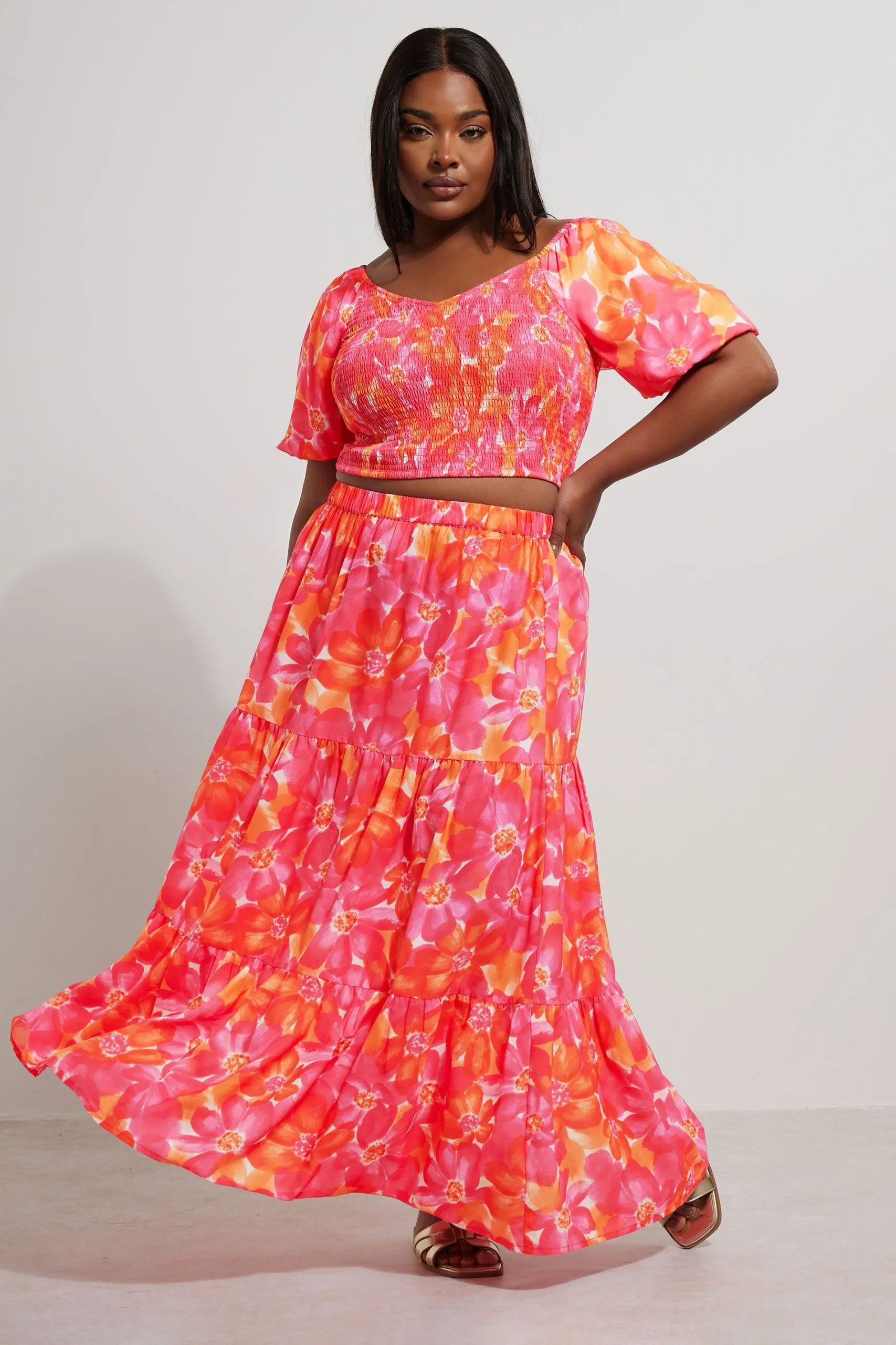 Floral Tiered Maxi Skirt