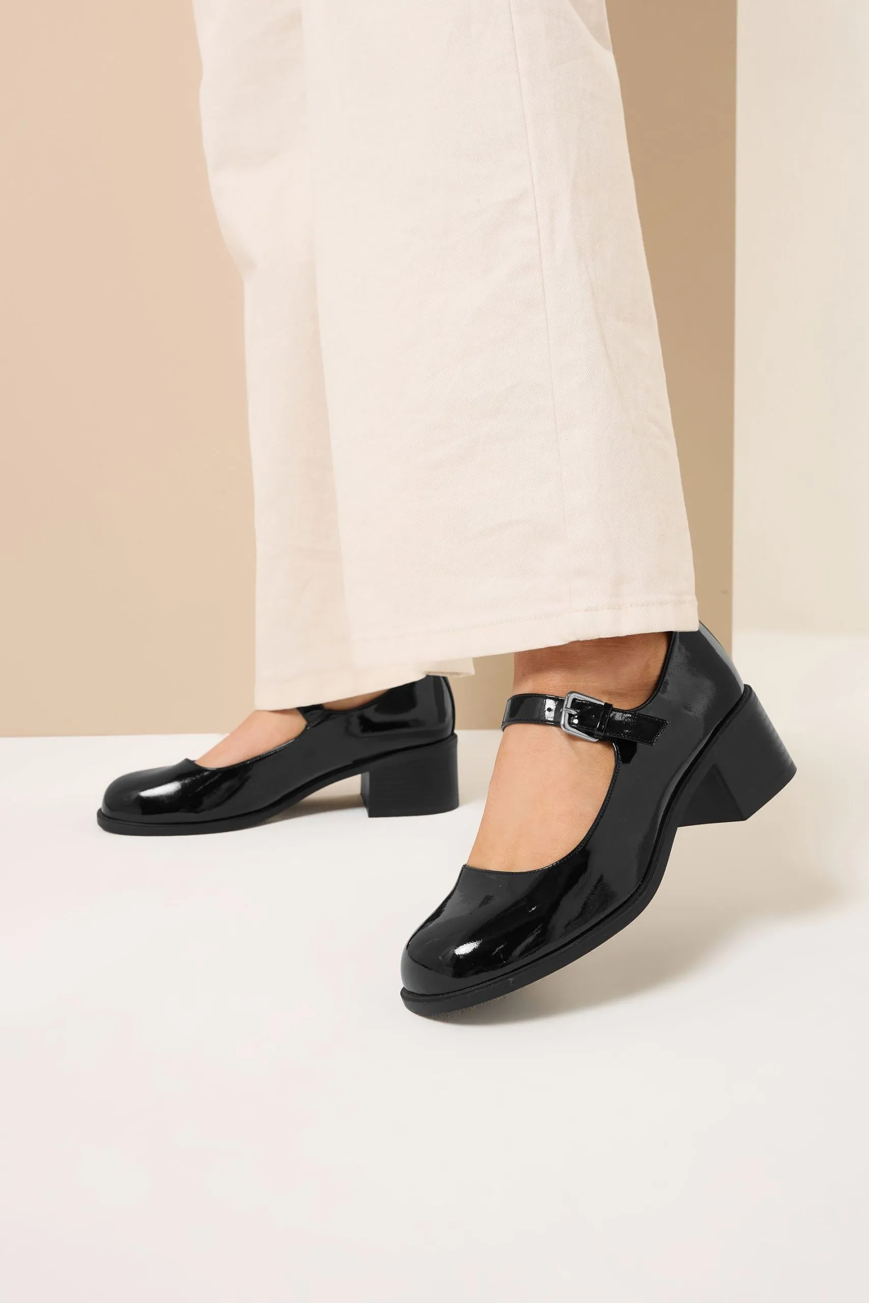 Patent Mary Jane Mid Block Heels