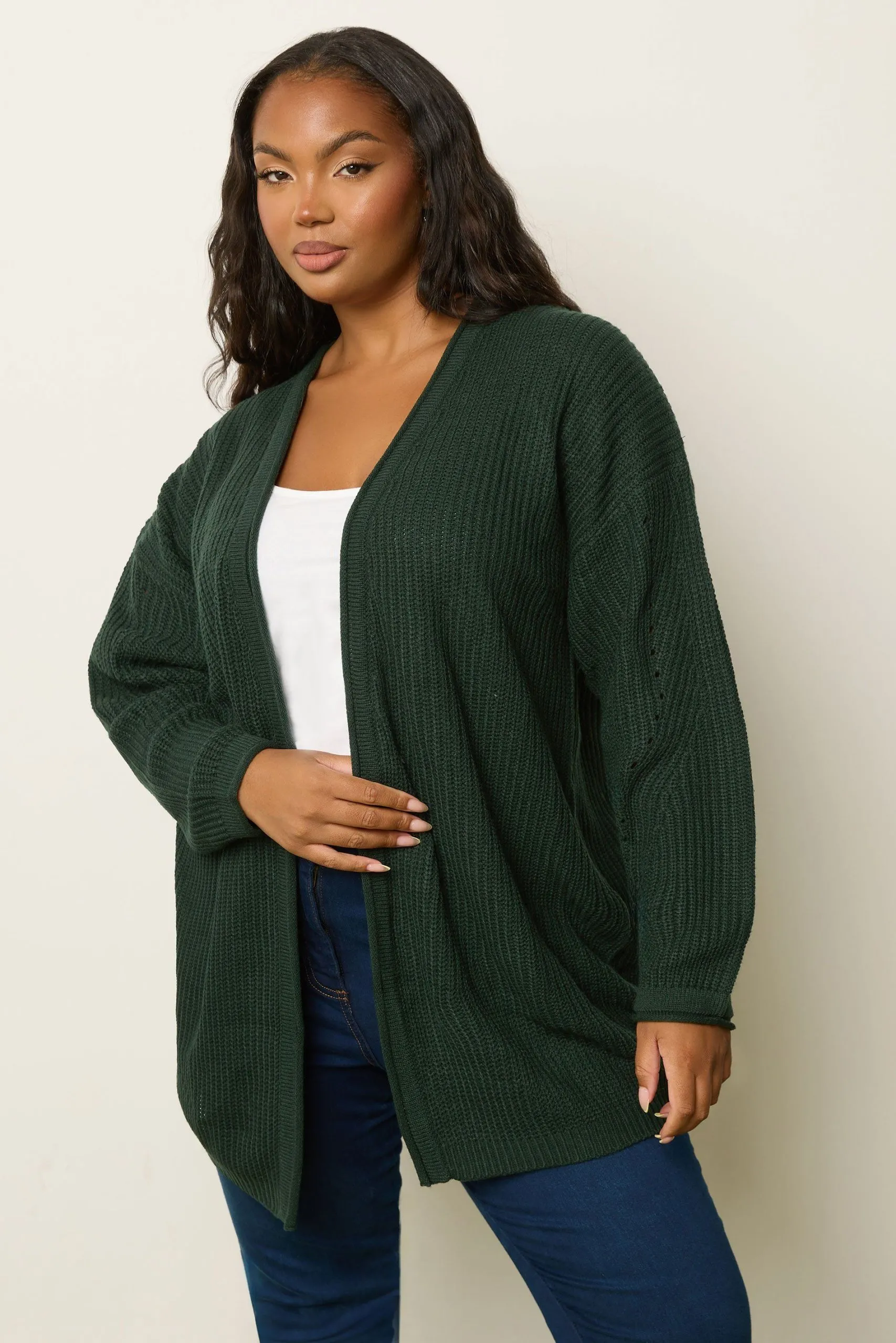 Pointelle Chunky Knitted Cardigan