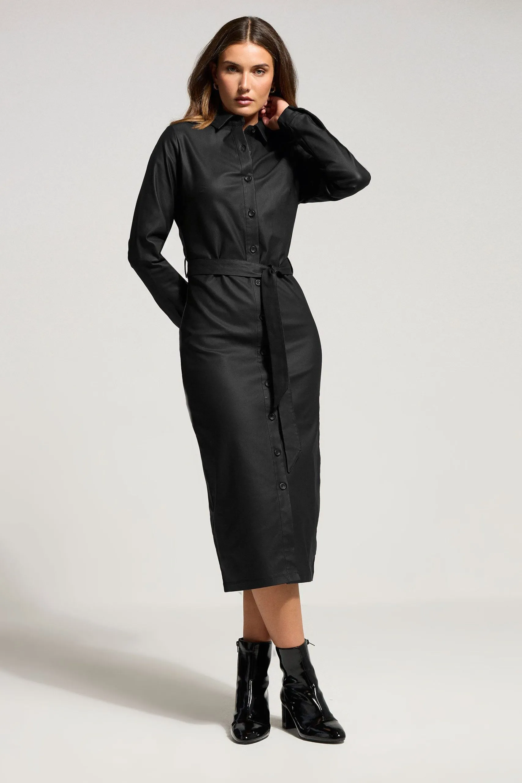 Tall Coated Midi Shirt Dress
