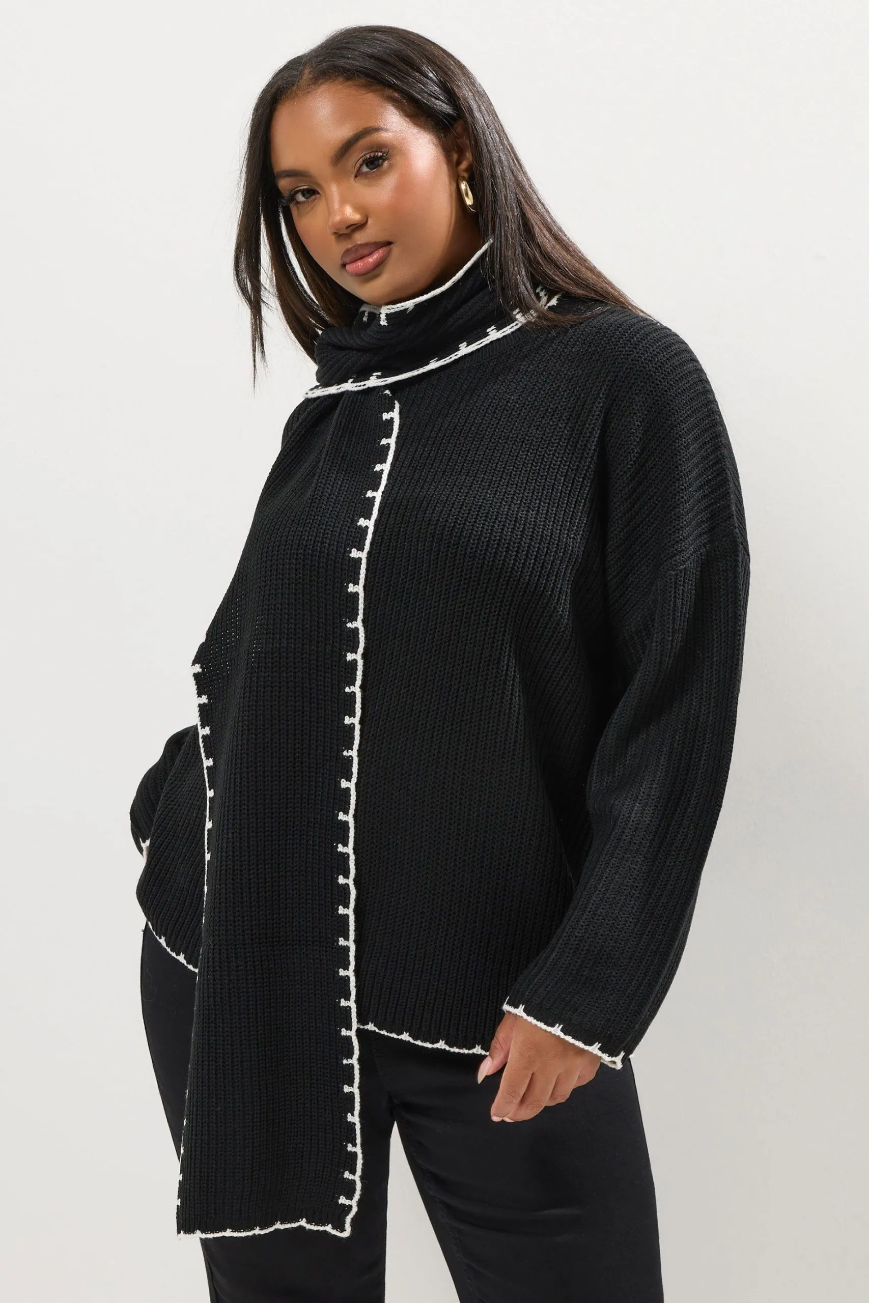 Blanket Stitch Scarf Detail Jumper