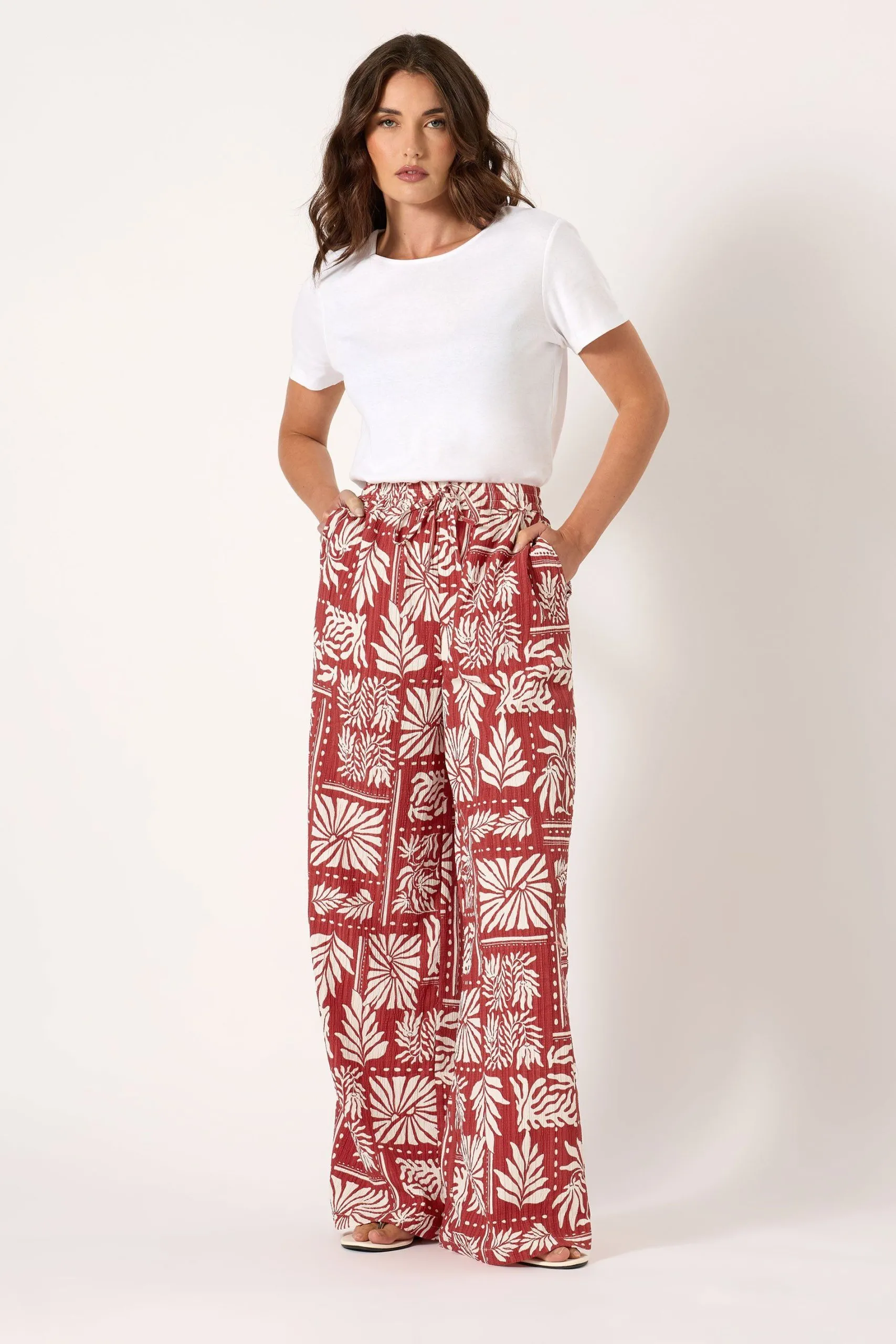 Tall Palm Print Wide Leg Trousers