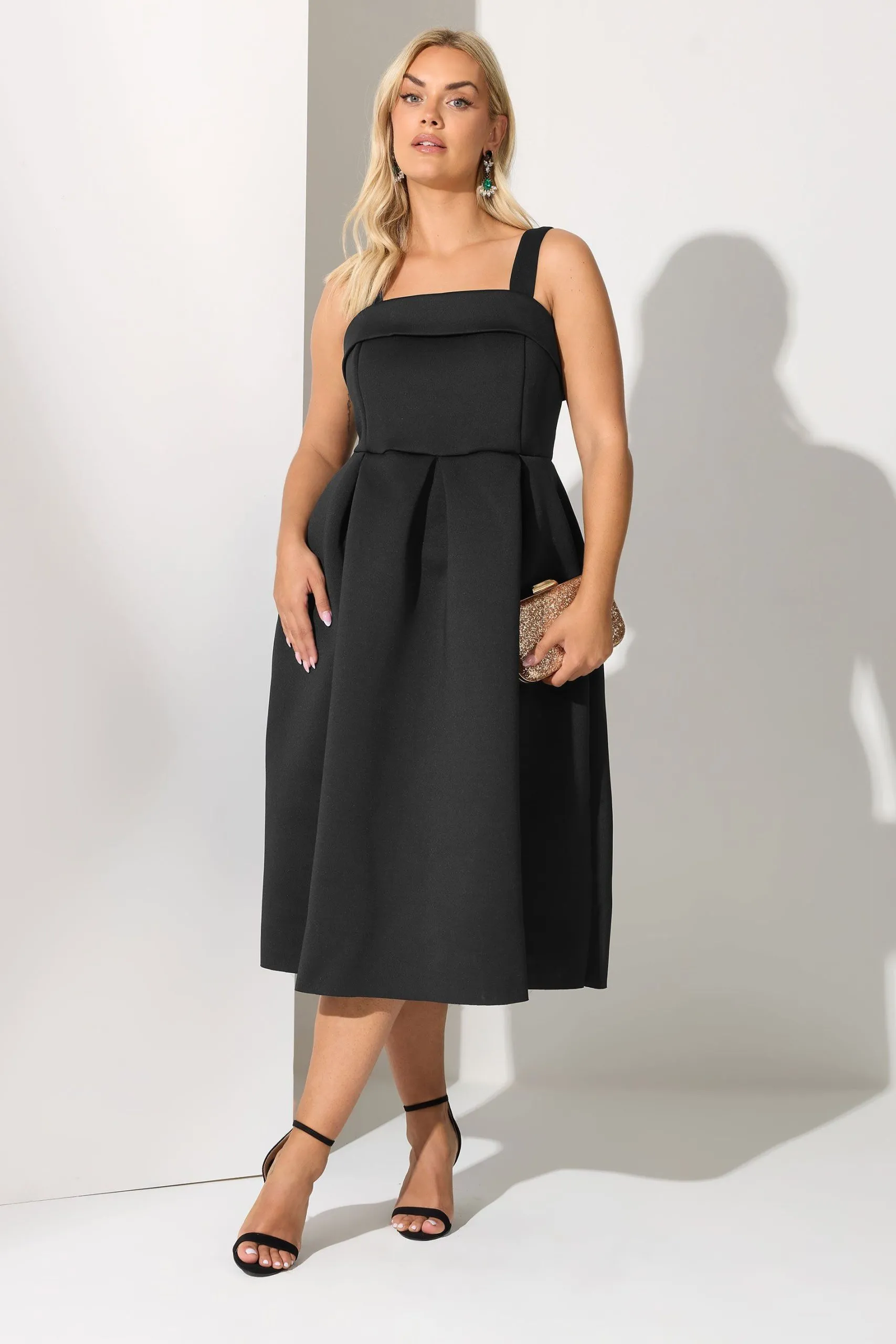 Square Neck Midi Skater Dress
