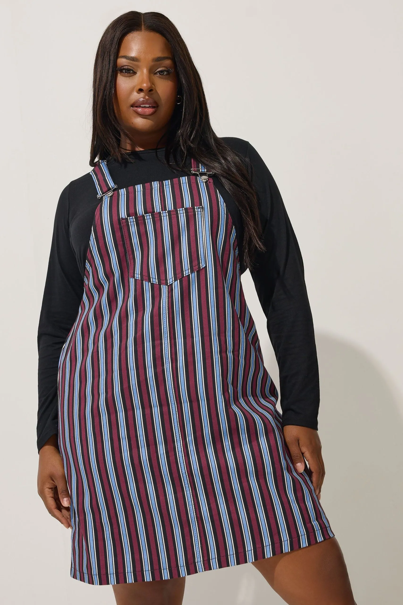 Denim Stripe Pinafore Dress