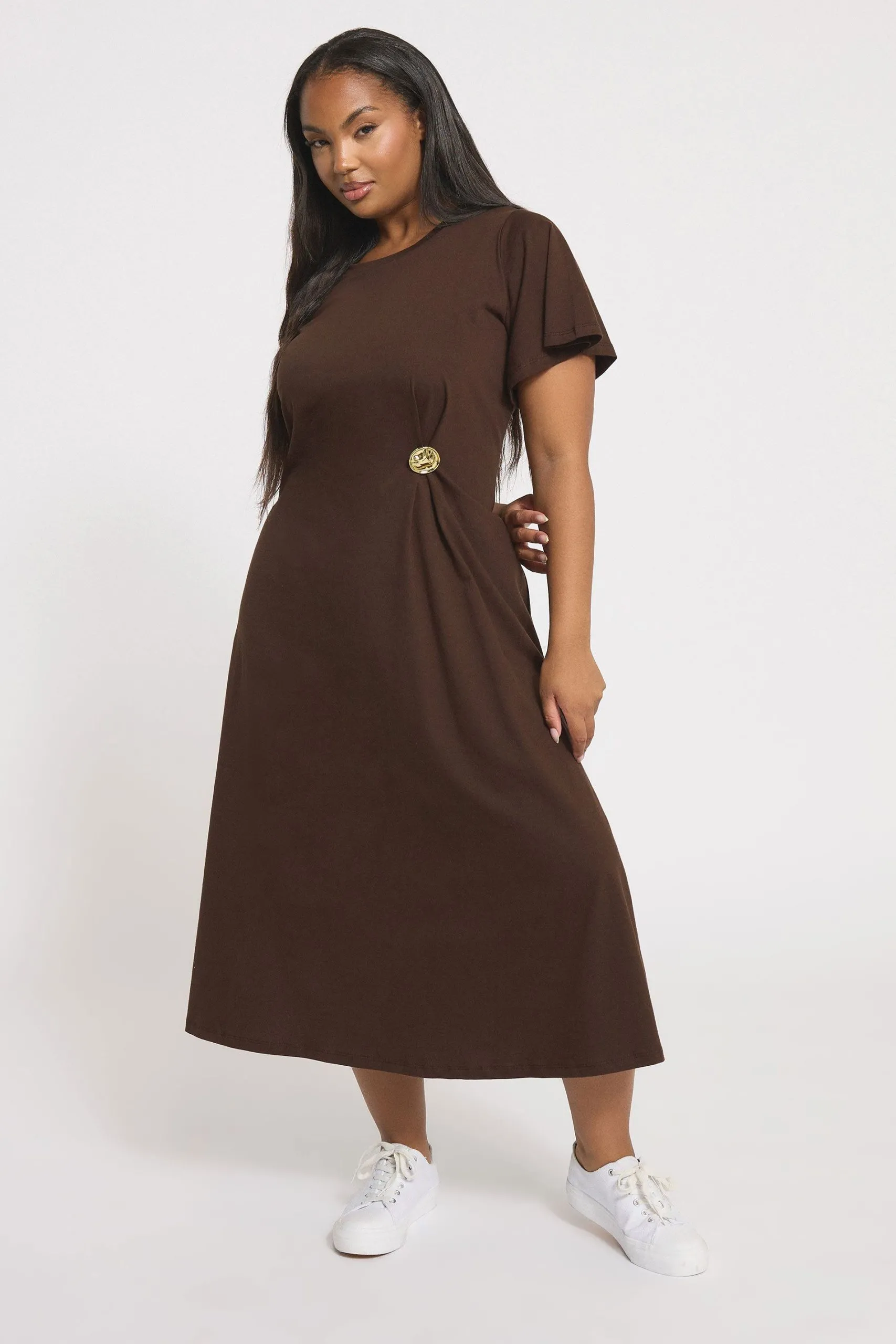 Button Detail Midi Dress