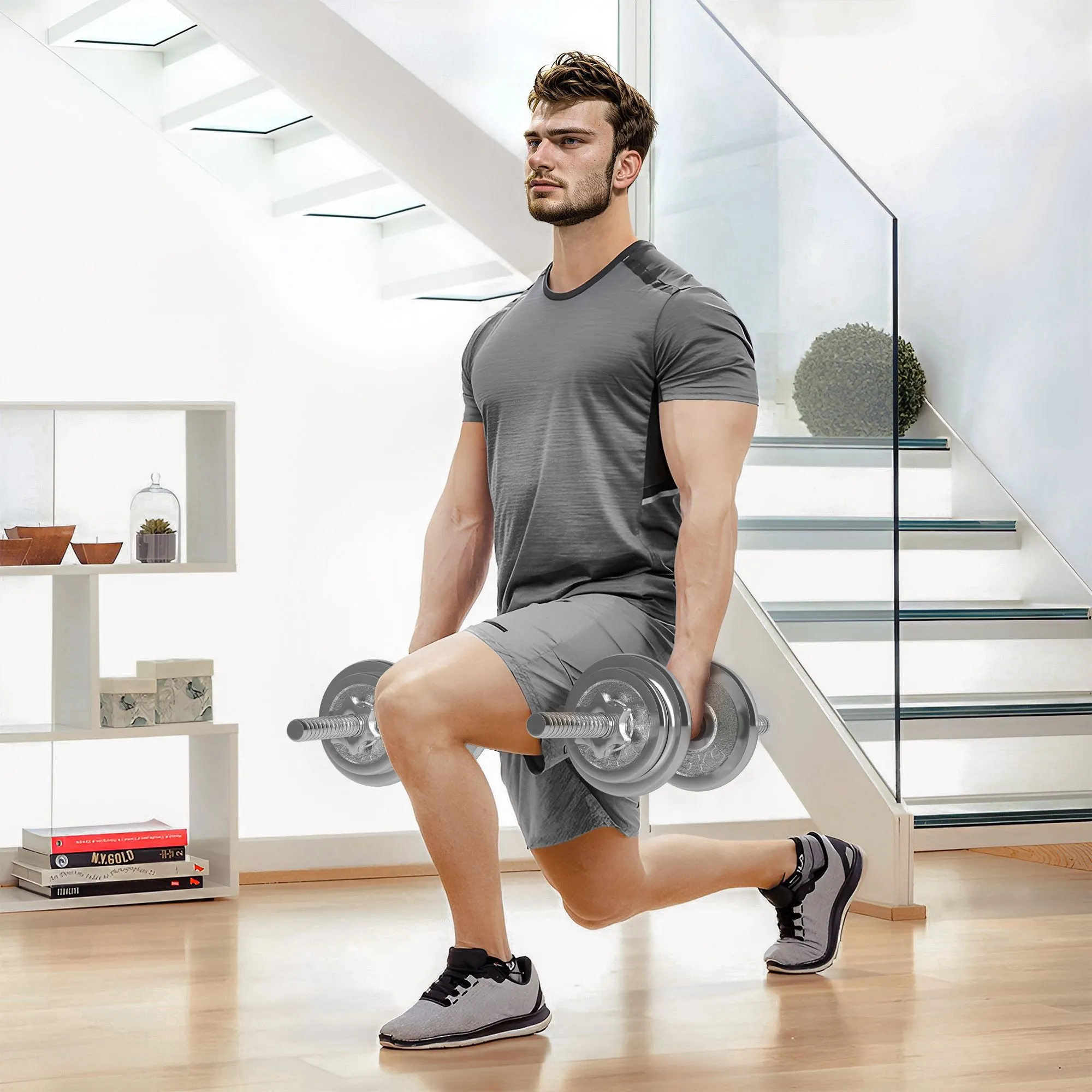 20kg 2-in-1 Adjustable Weights Dumbbells Set for Home Gym