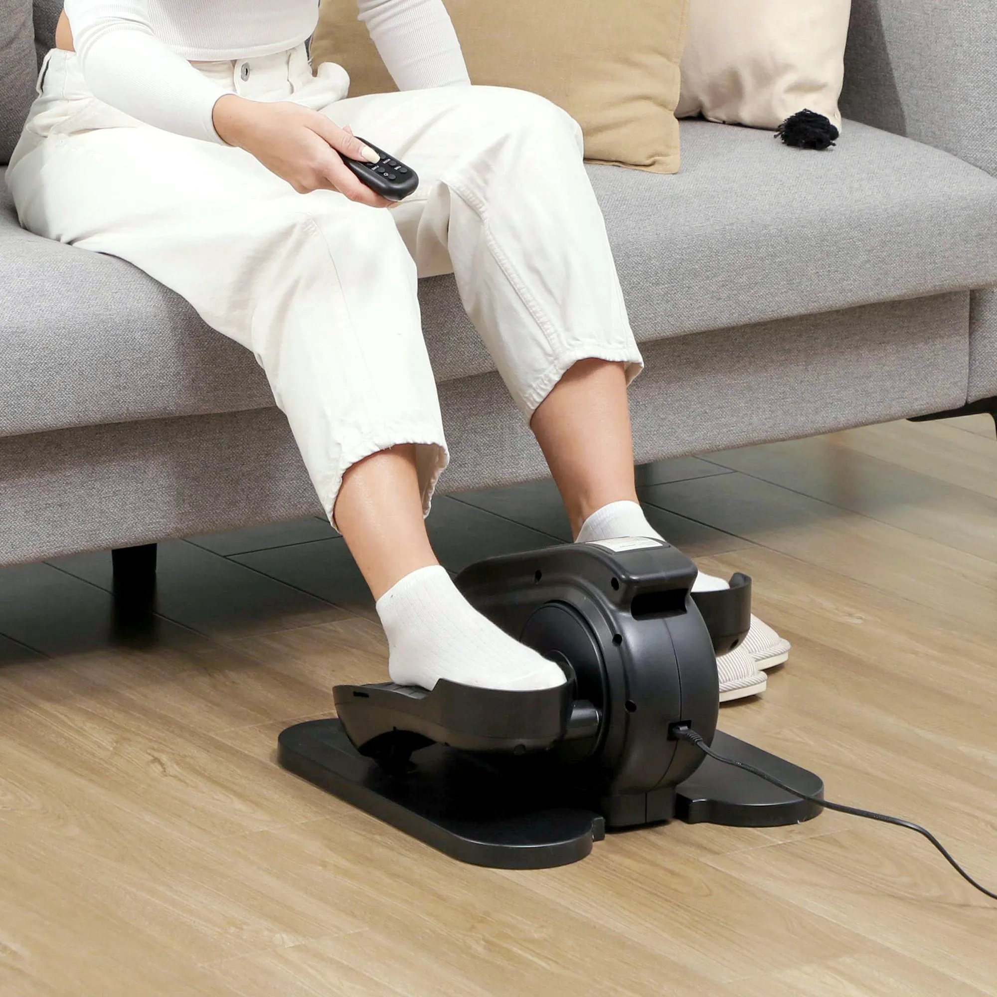 Under Desk Elliptical Machine Pedal Exerciser w/ 10 Speeds, Black