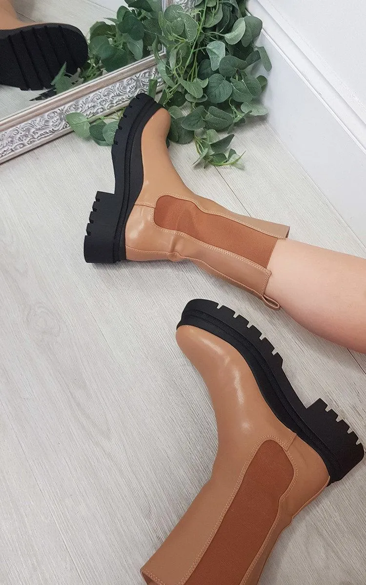 Ella Faux Leather Chunky Boots