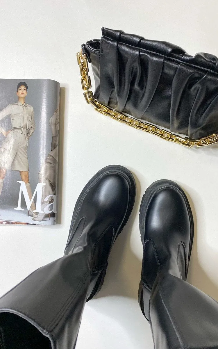 Cassie Faux Leather Chunky Platform Boots