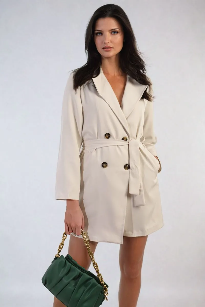 Raven Oversized Waist Tie Button Detail Blazer Jacket