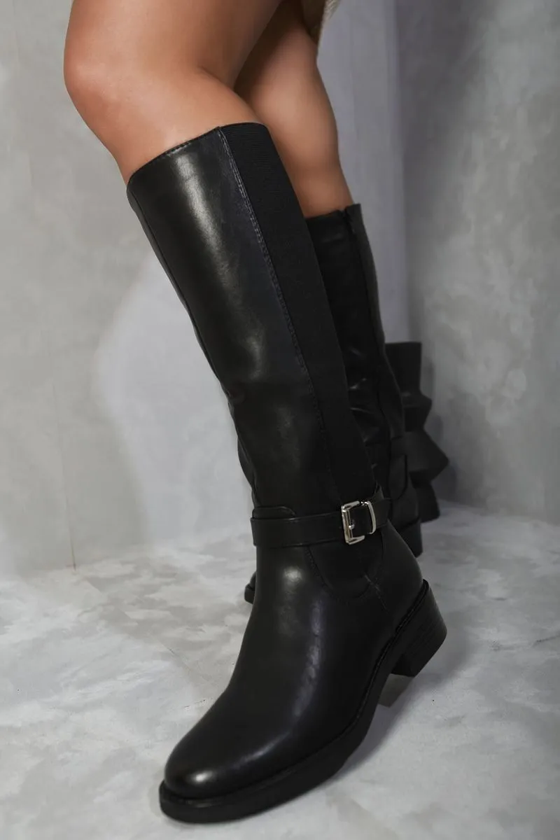 Elena Knee High Buckle Boots