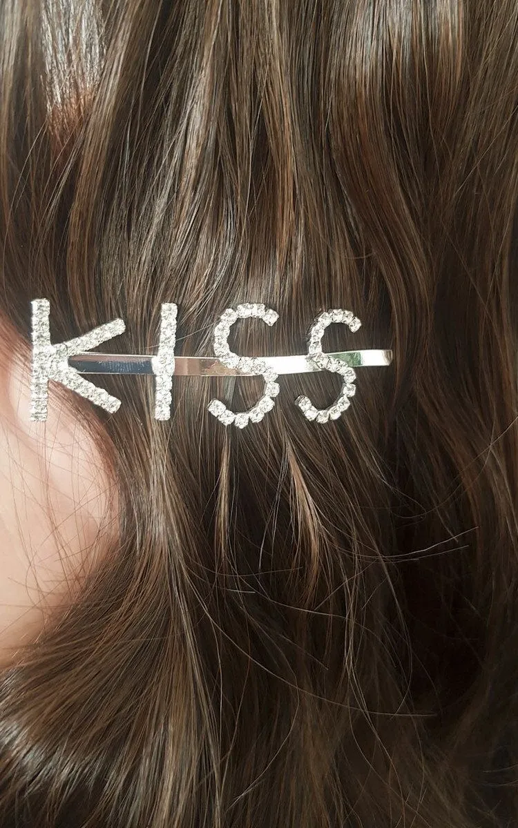 Kiki Kiss Slogan Diamante Hair Clip