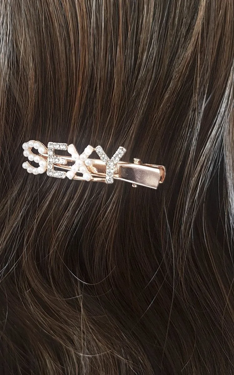 Chelsy Sexy Slogan Diamante And Pearl Hair Clip