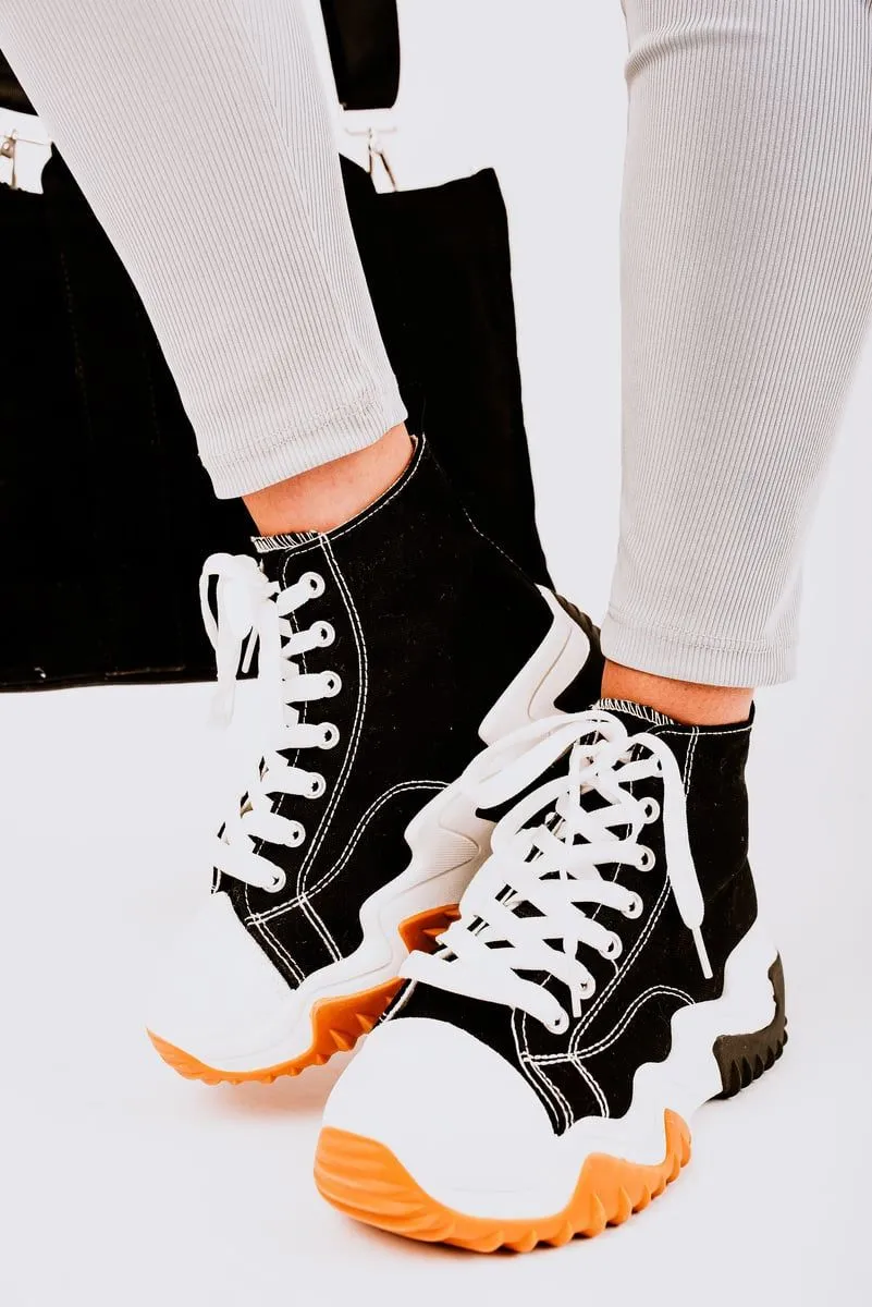 Kayla Chunky Platform Round Toe Lace Up Trainers
