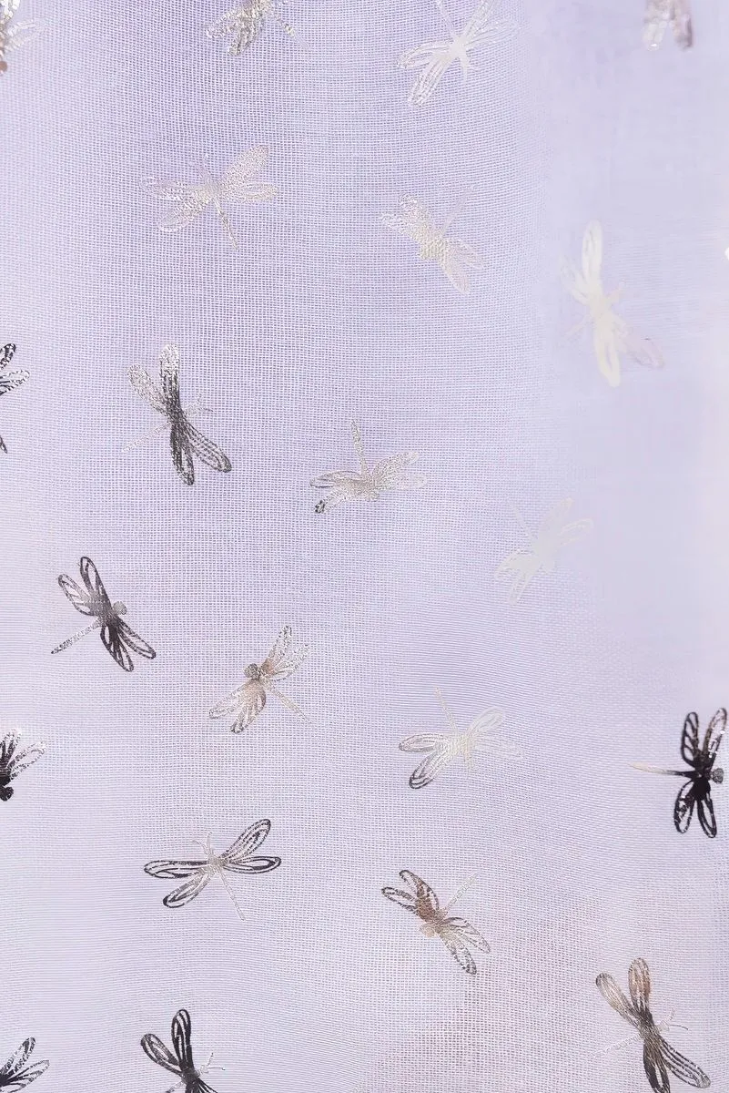 Neriah Metallic Dragonfly Print Lightweight Scarf
