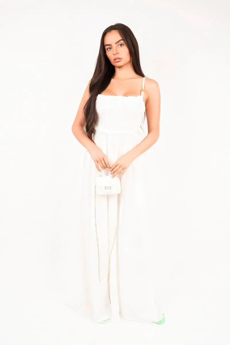 Yasi Shirred Bandeau Wide Leg Jumpsuit