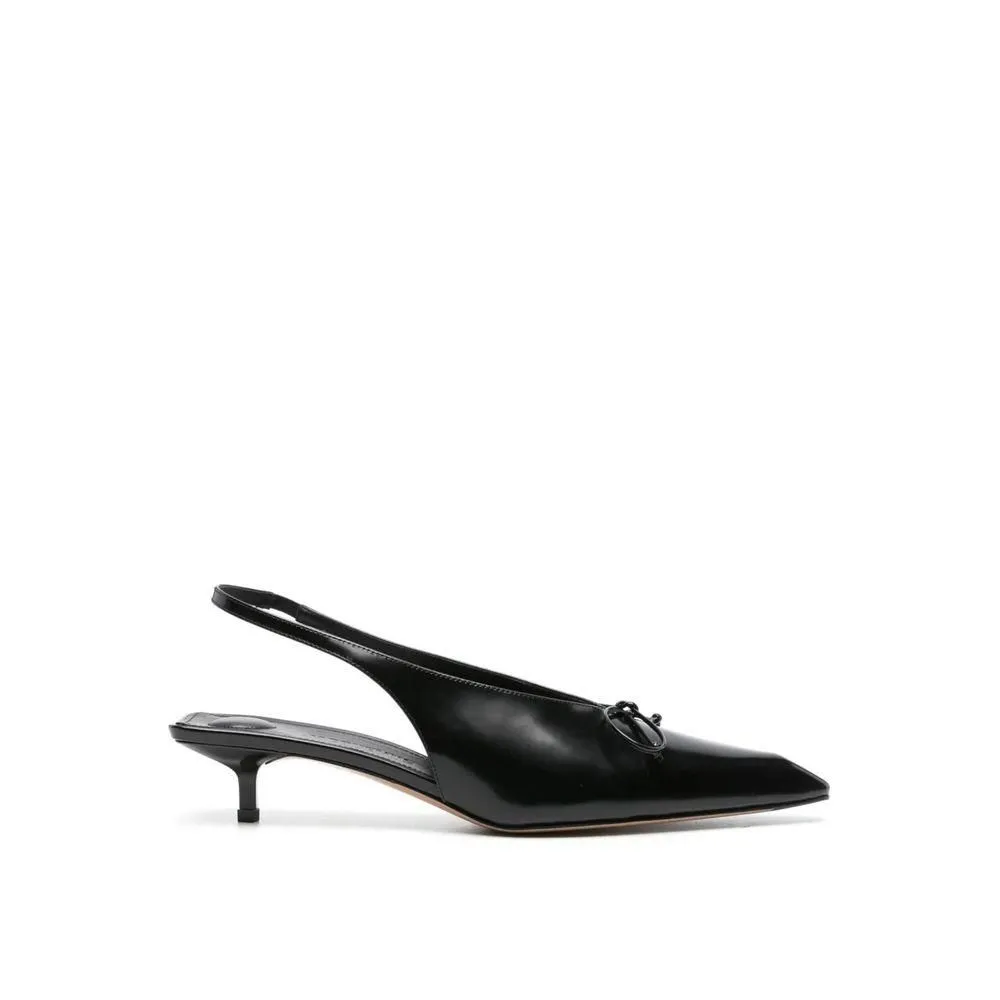 Cubisto Slingback Pumps with Pointed Toe and Bow Detail- Black