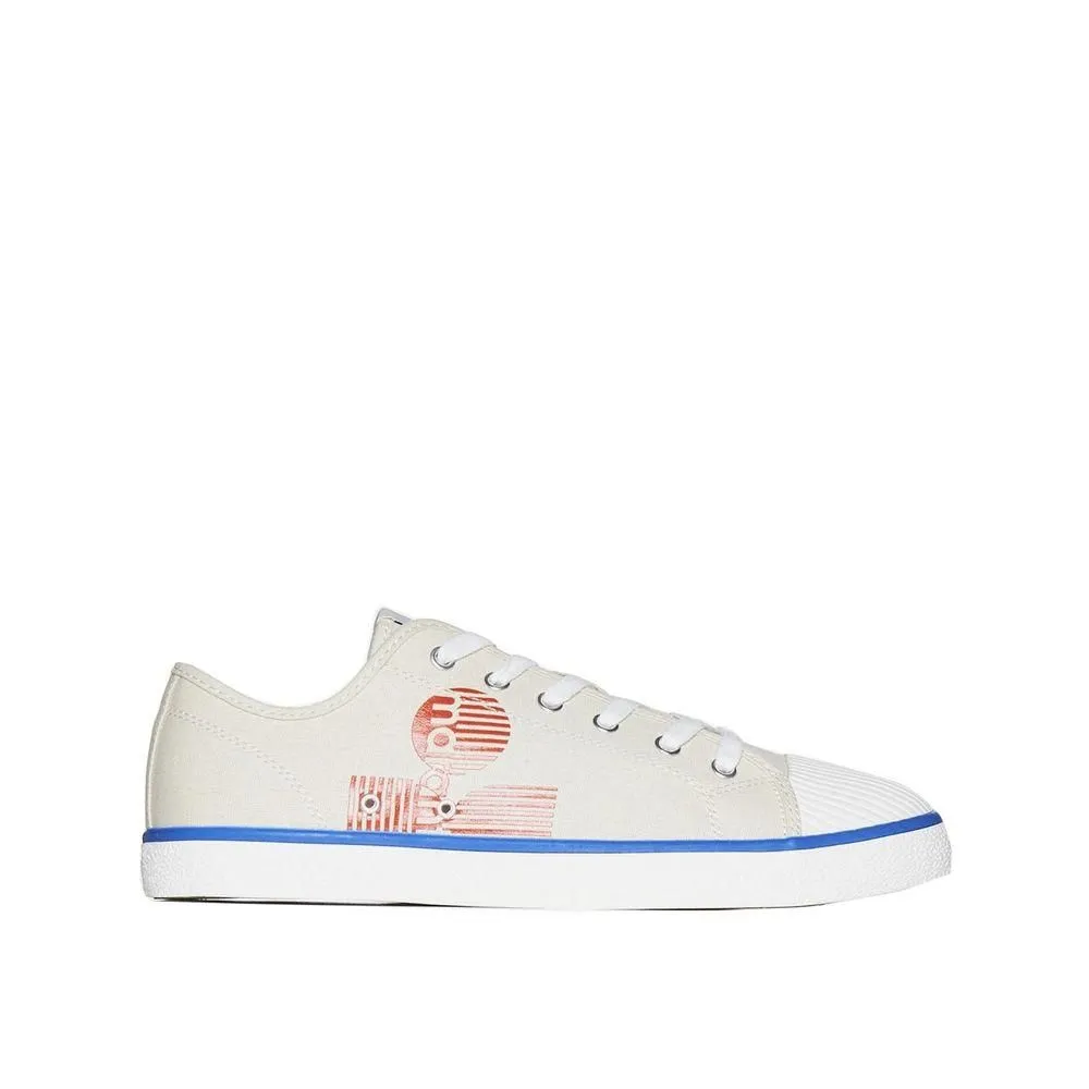 Canvas Lace-Up Sneakers with Rubber Sole and Side Logo Detail-