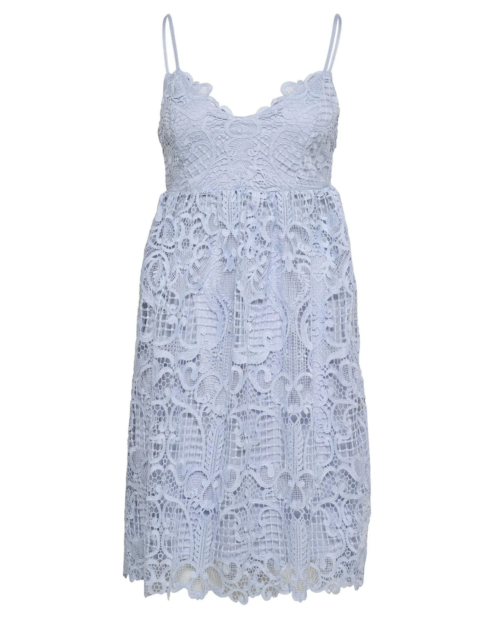 Lace Mini Dress Sleeveless VNeck- Light Blue Dresses