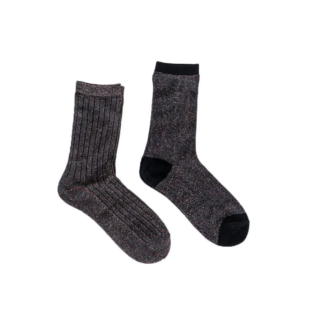 Glitter Crew Socks- Black Underwear