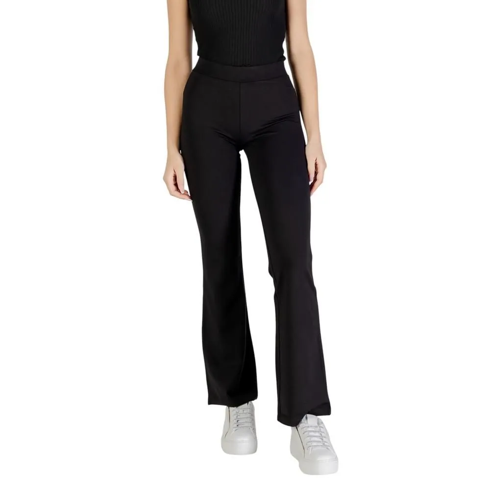 Flared Leg High Waist Pants- Black Trousers