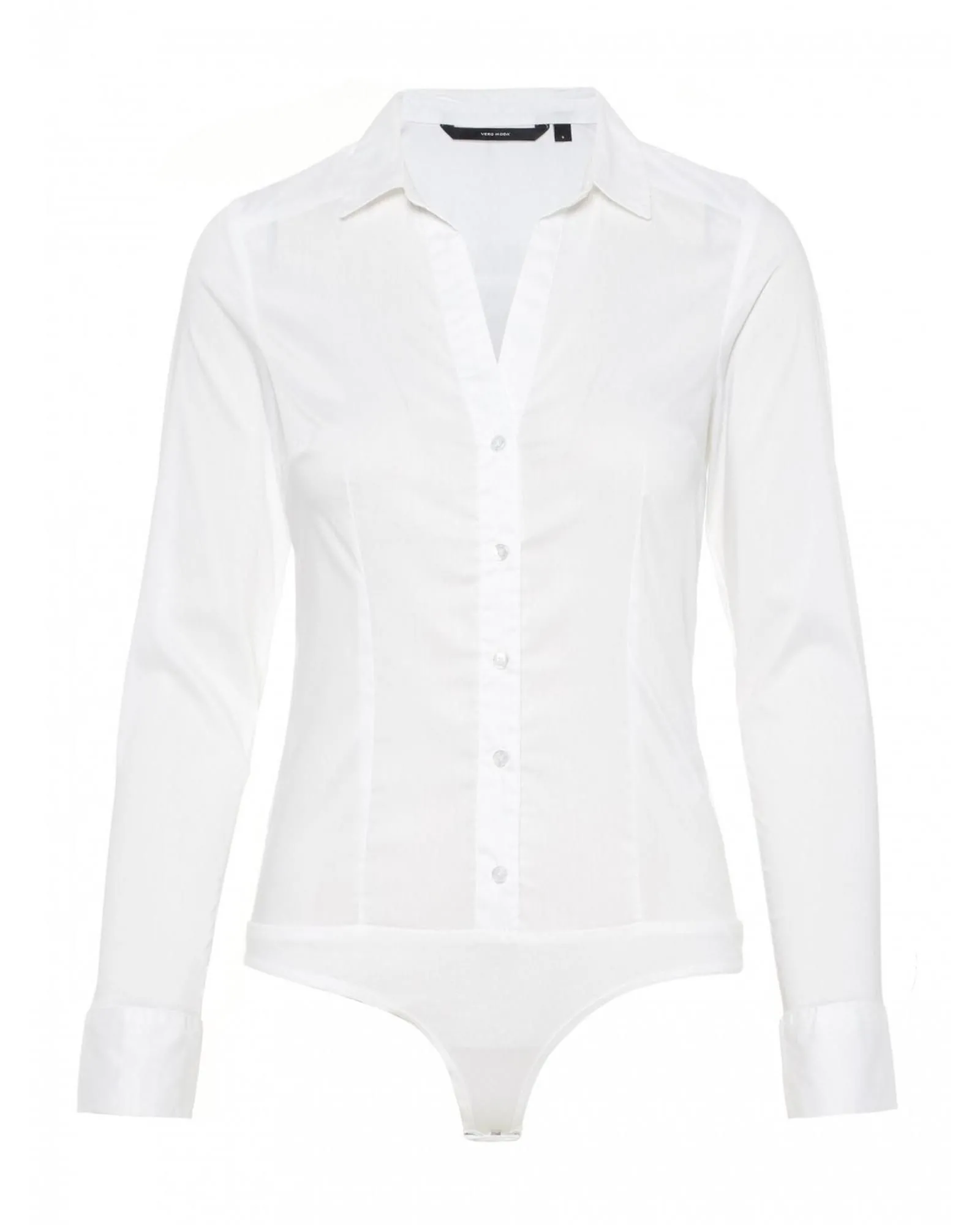 Long Sleeve Poplin Bodysuit- White Shirts