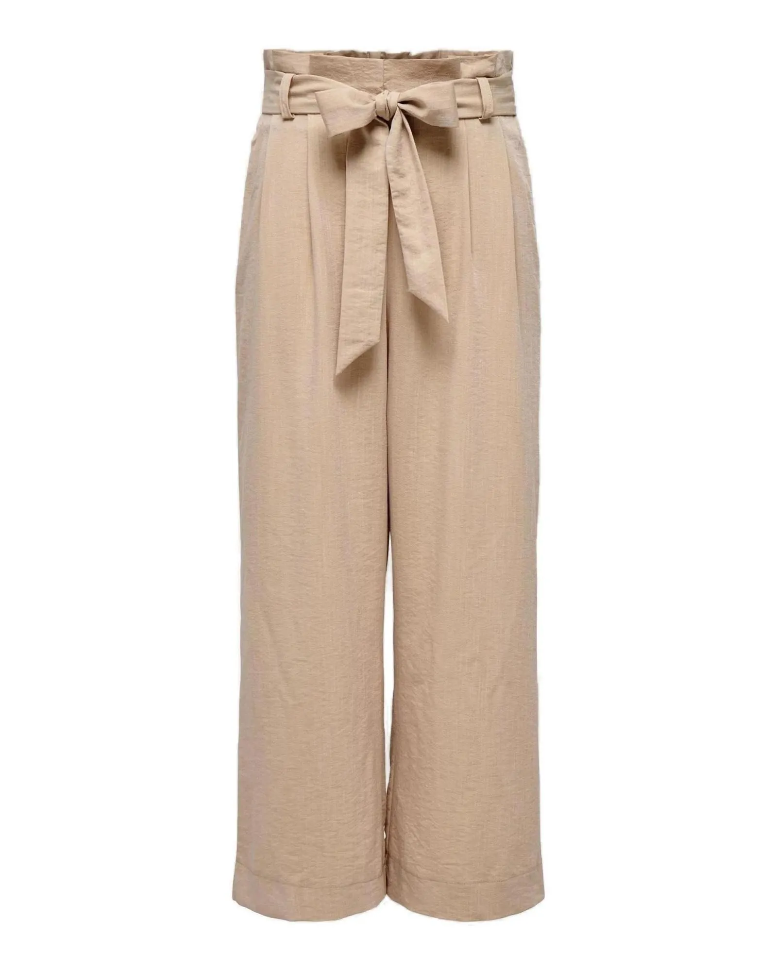 High Waist Culottes Tie Waist Wo - Beige Trousers