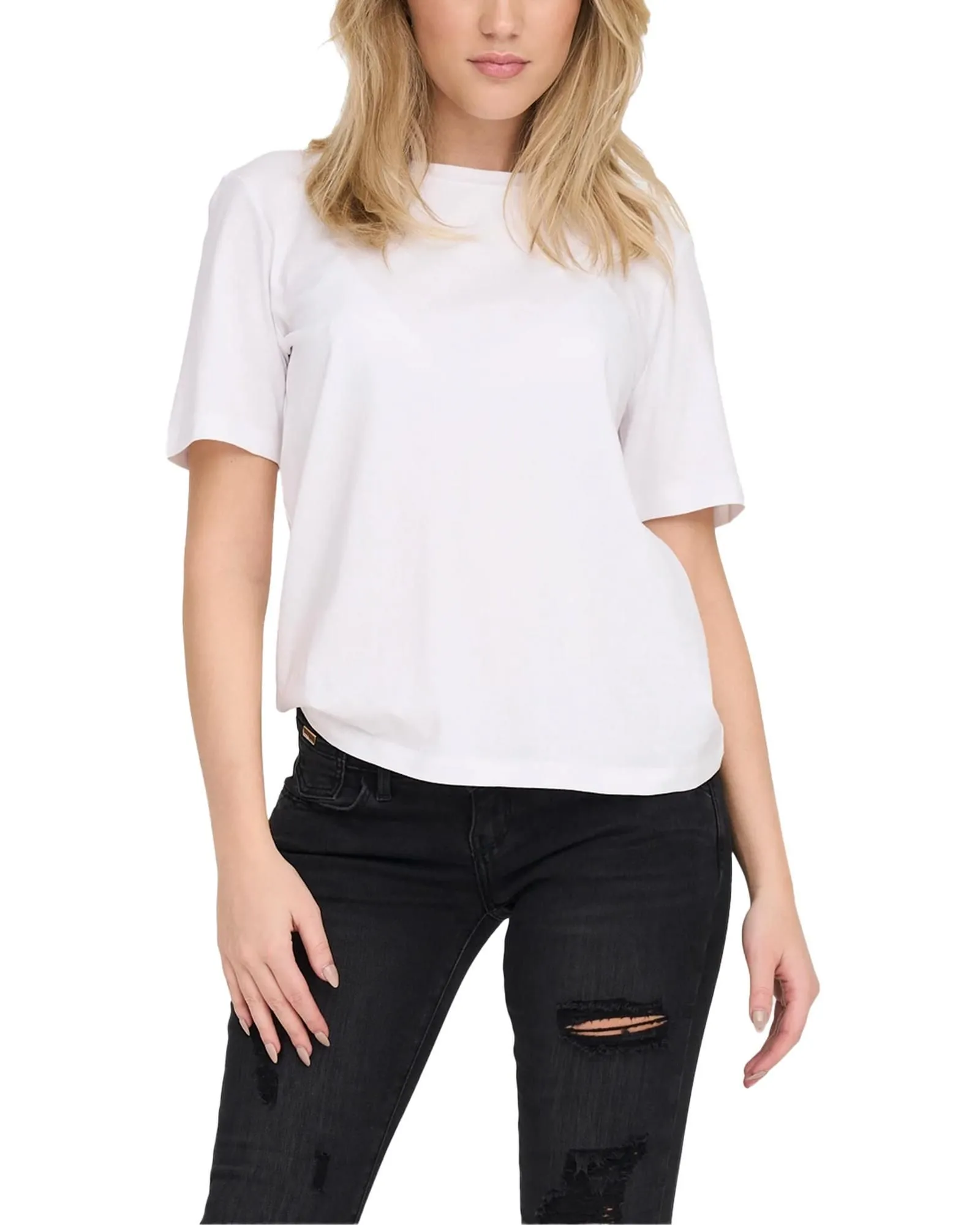 Short Sleeve Crew Neck Tee Wo - White Shirts