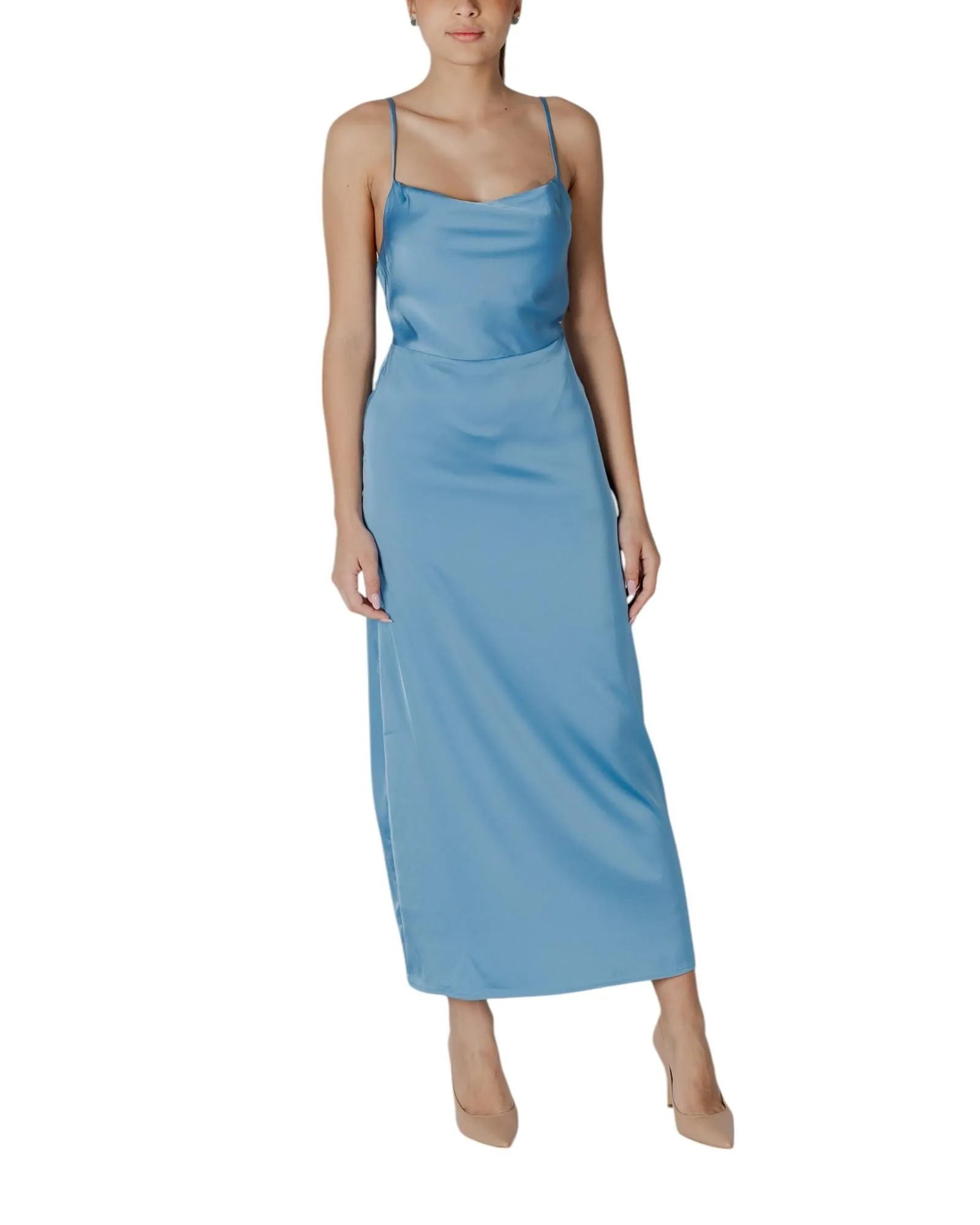 Cowl Neck Slip Maxi Dress- Turquoise Dresses