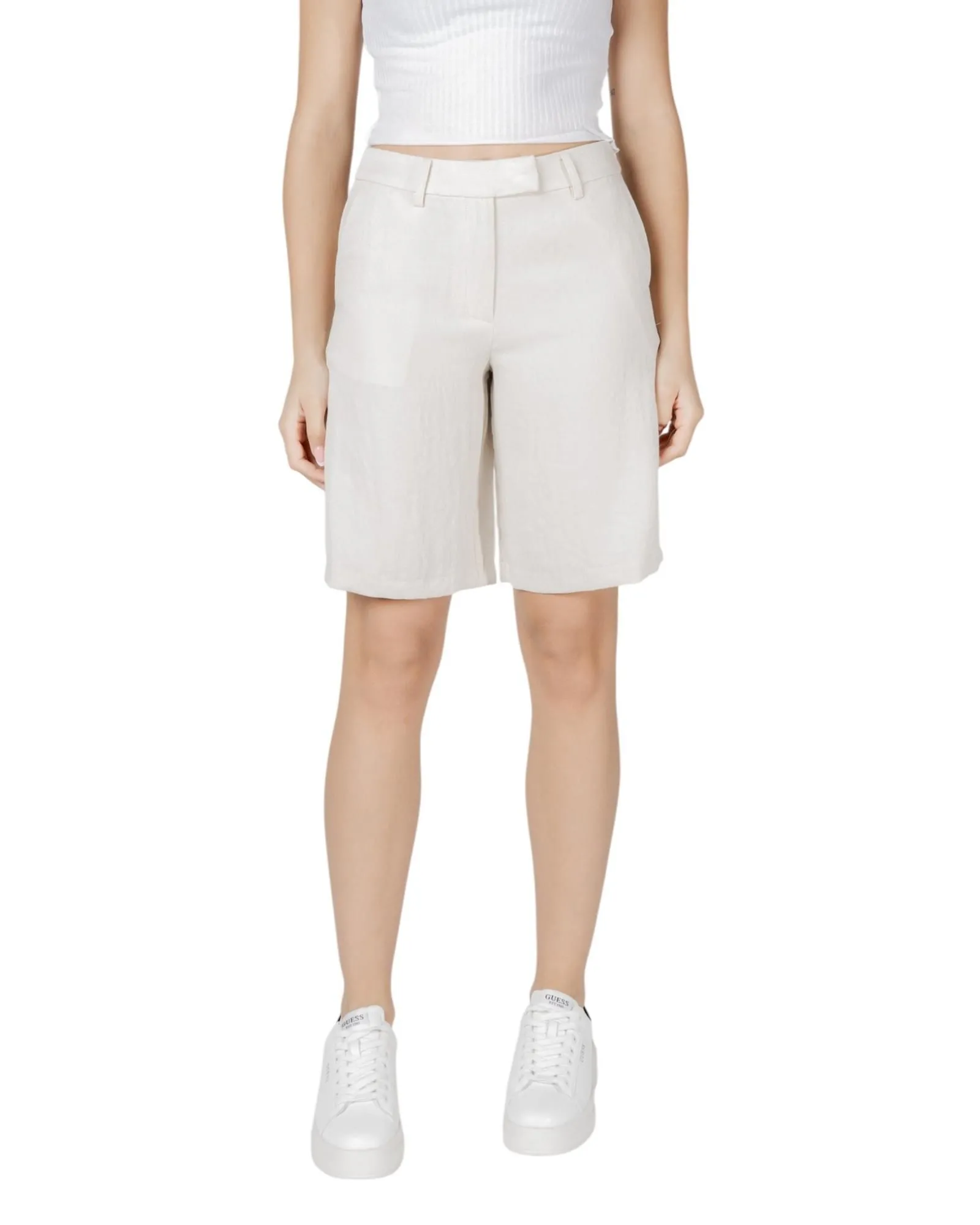 Linen Bermuda Shorts Wo - Beige