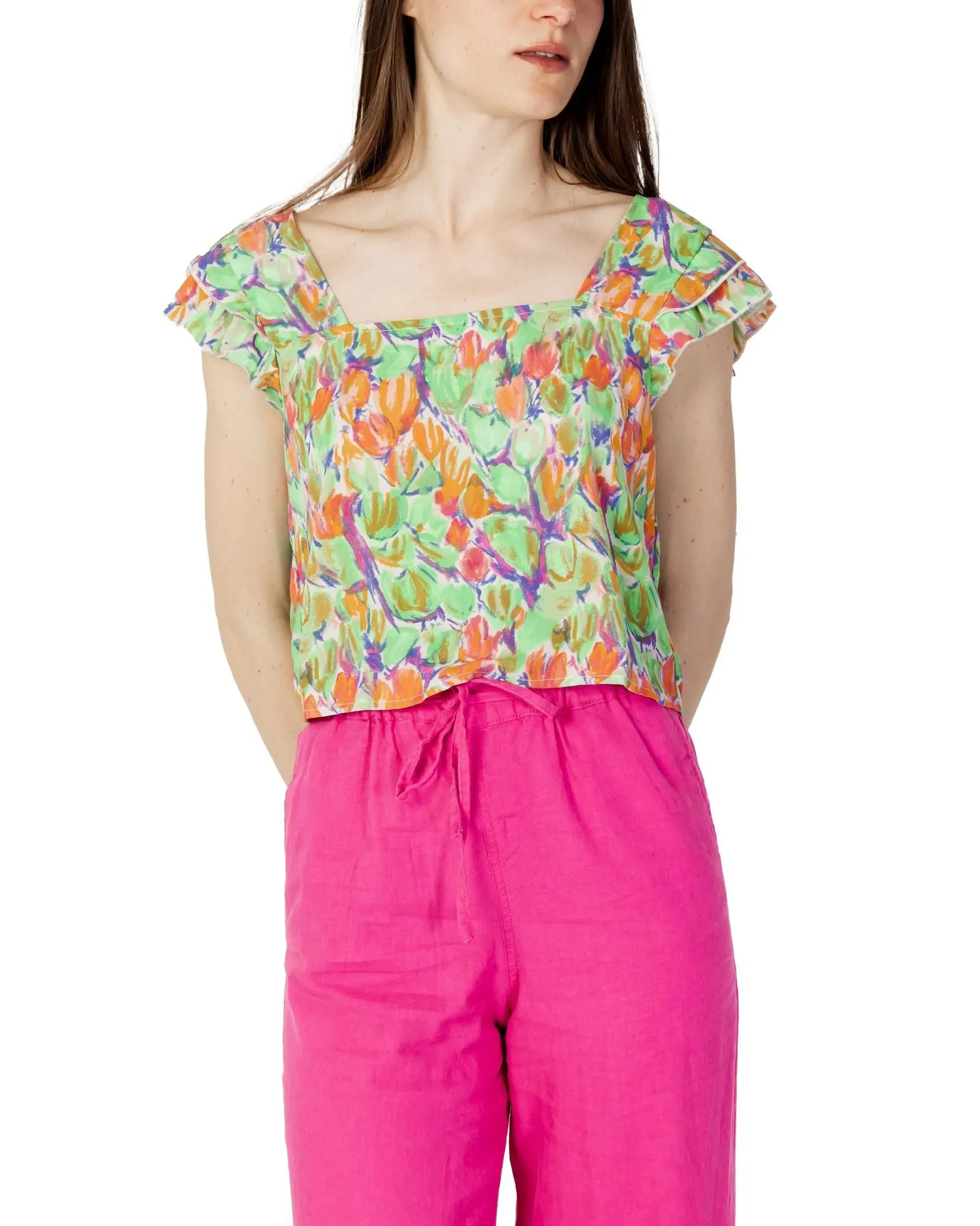 Print Short Sleeve Square Neck T-shirt