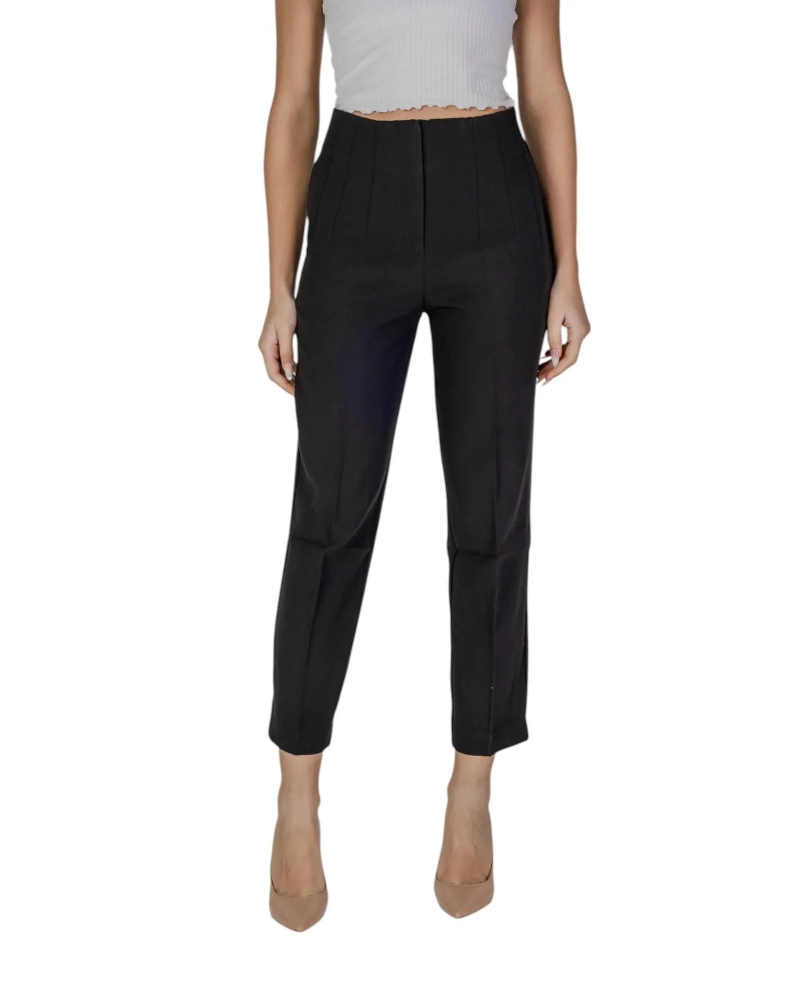 HighWaisted Straight Leg Pants- Black Trousers
