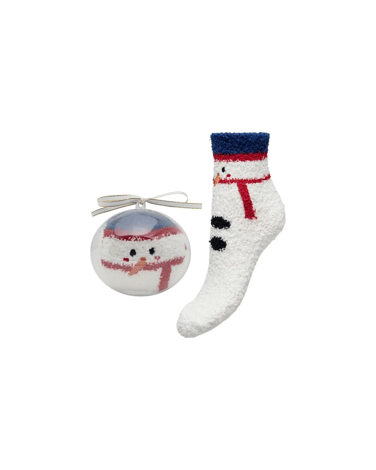 Fuzzy Snowman Socks Holiday Gift- White Underwear