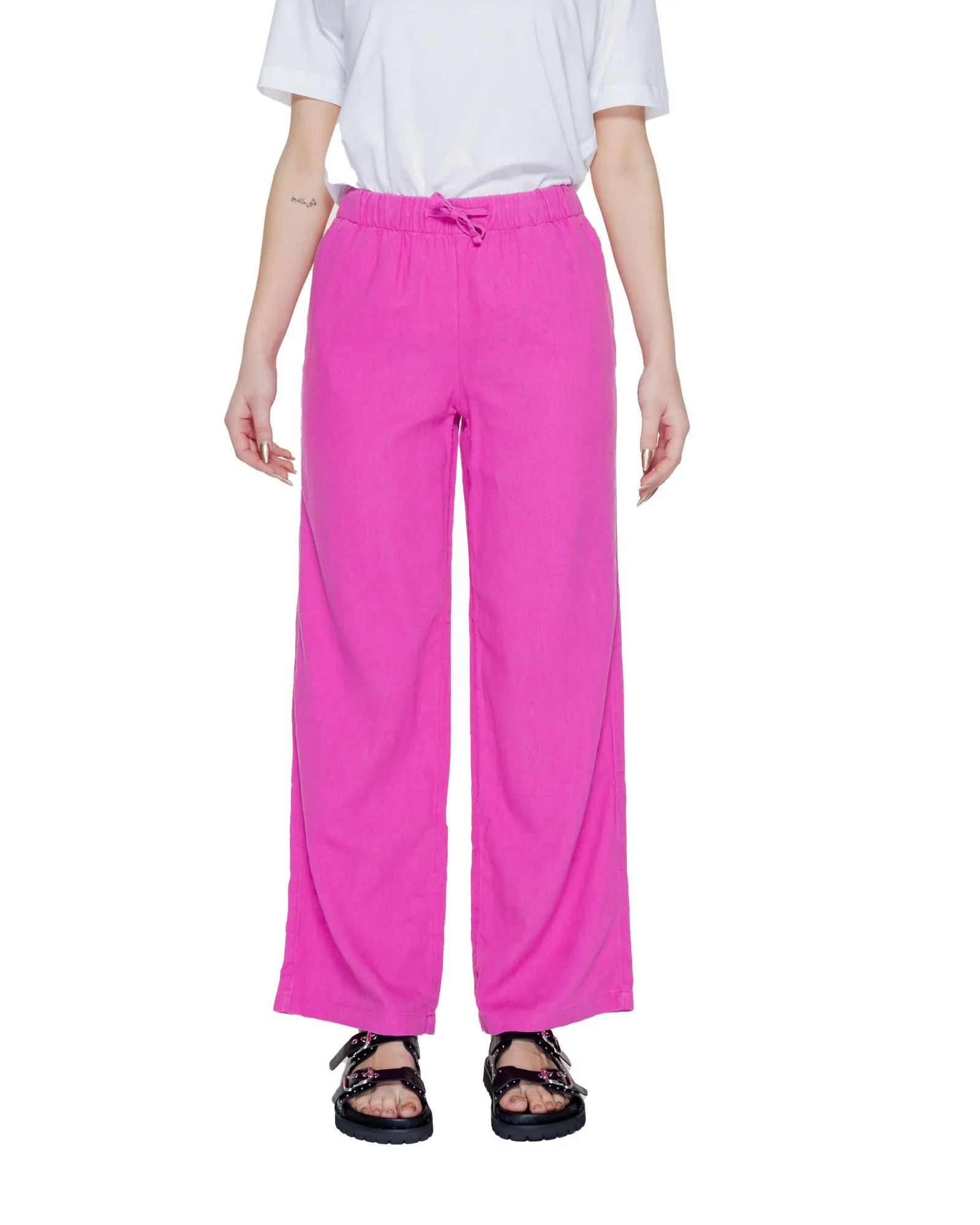 Wide Leg Pants Relaxed Fit Wo - Purple Trousers