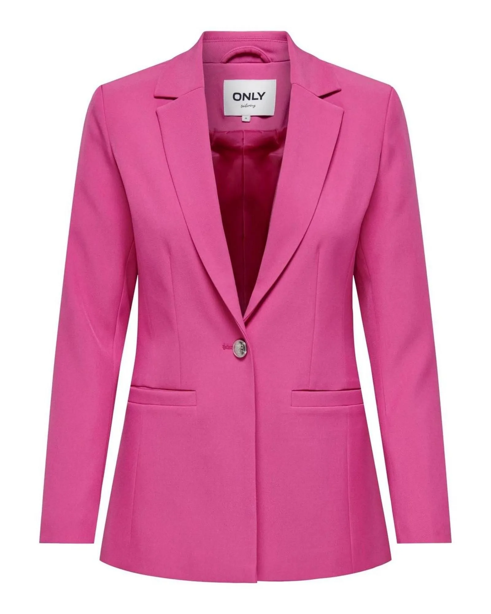 Plain  Blazer with Long Sleeves and Button Fastening