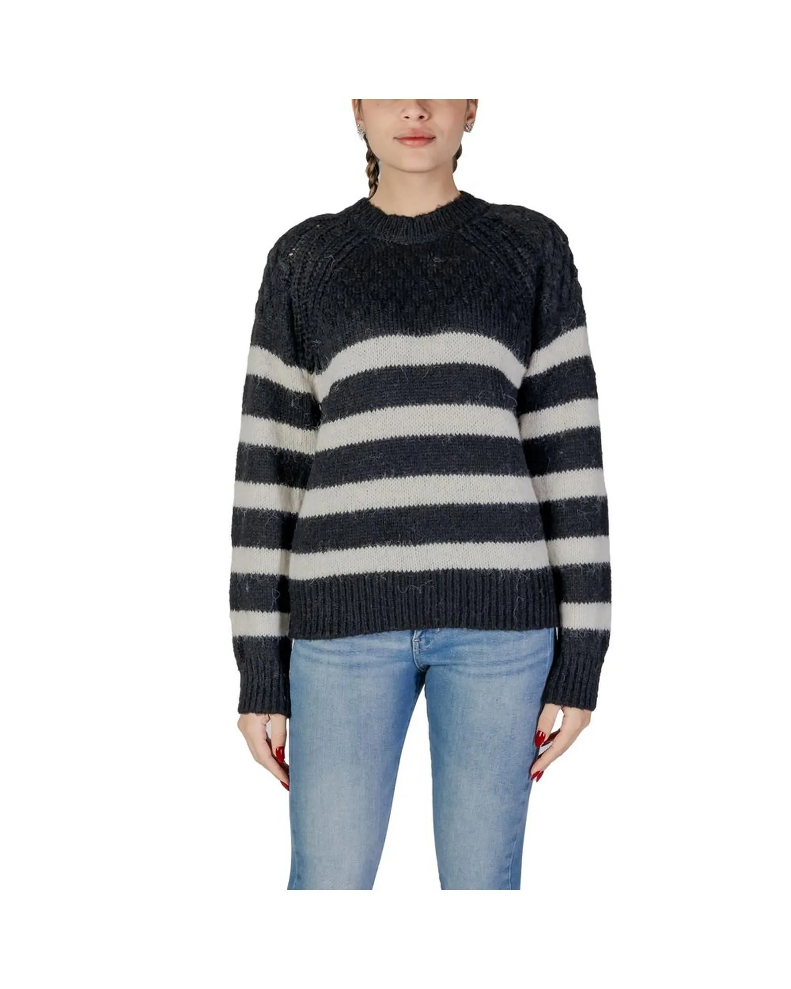 Striped Knitwear Sweater- Black And White