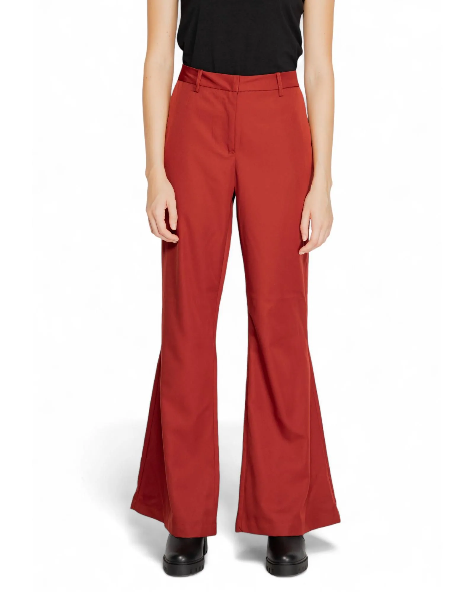 Wide Leg Flare Pants- Red Jeans