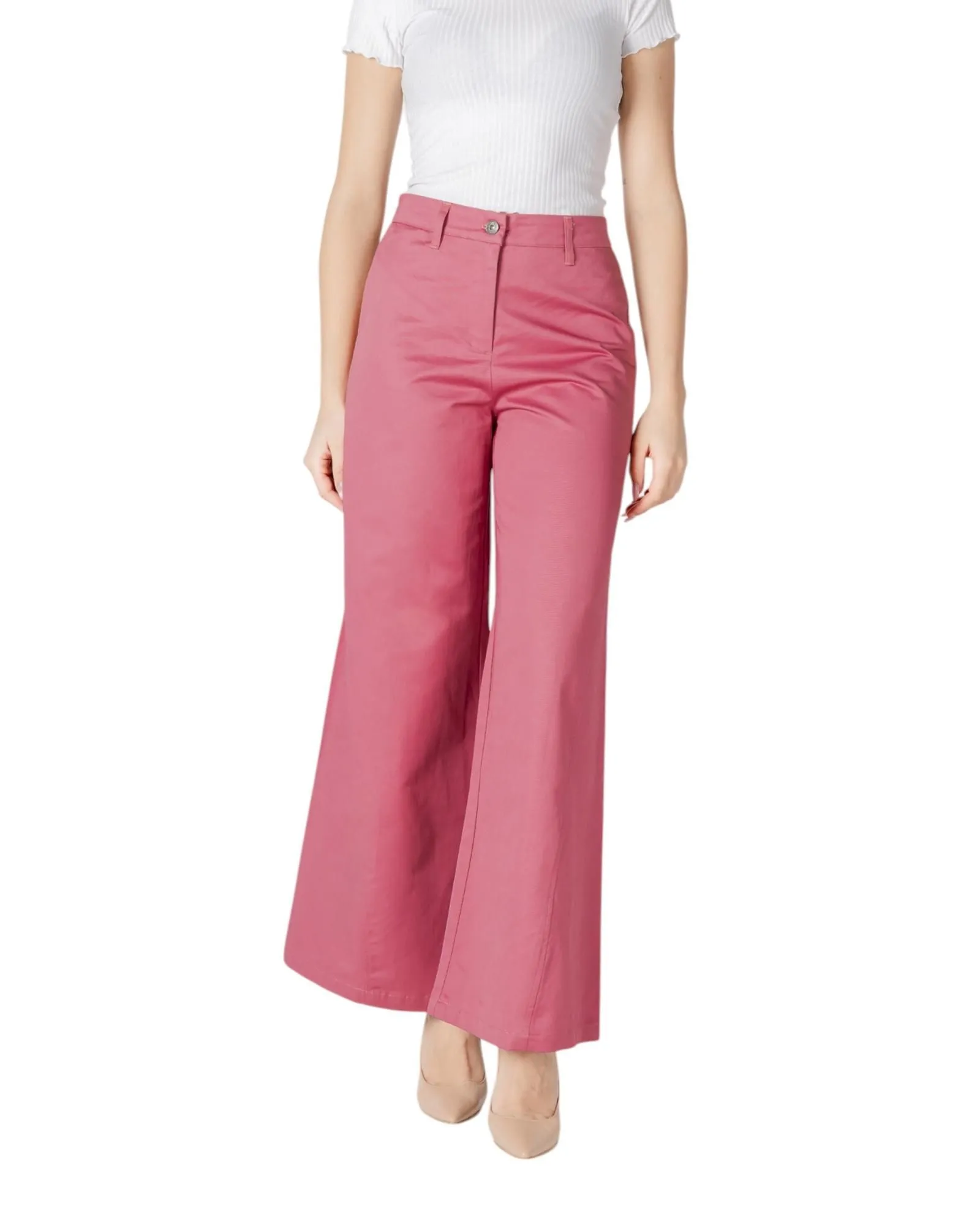 Wide Leg High Waisted Pants Wo - Pink Trousers