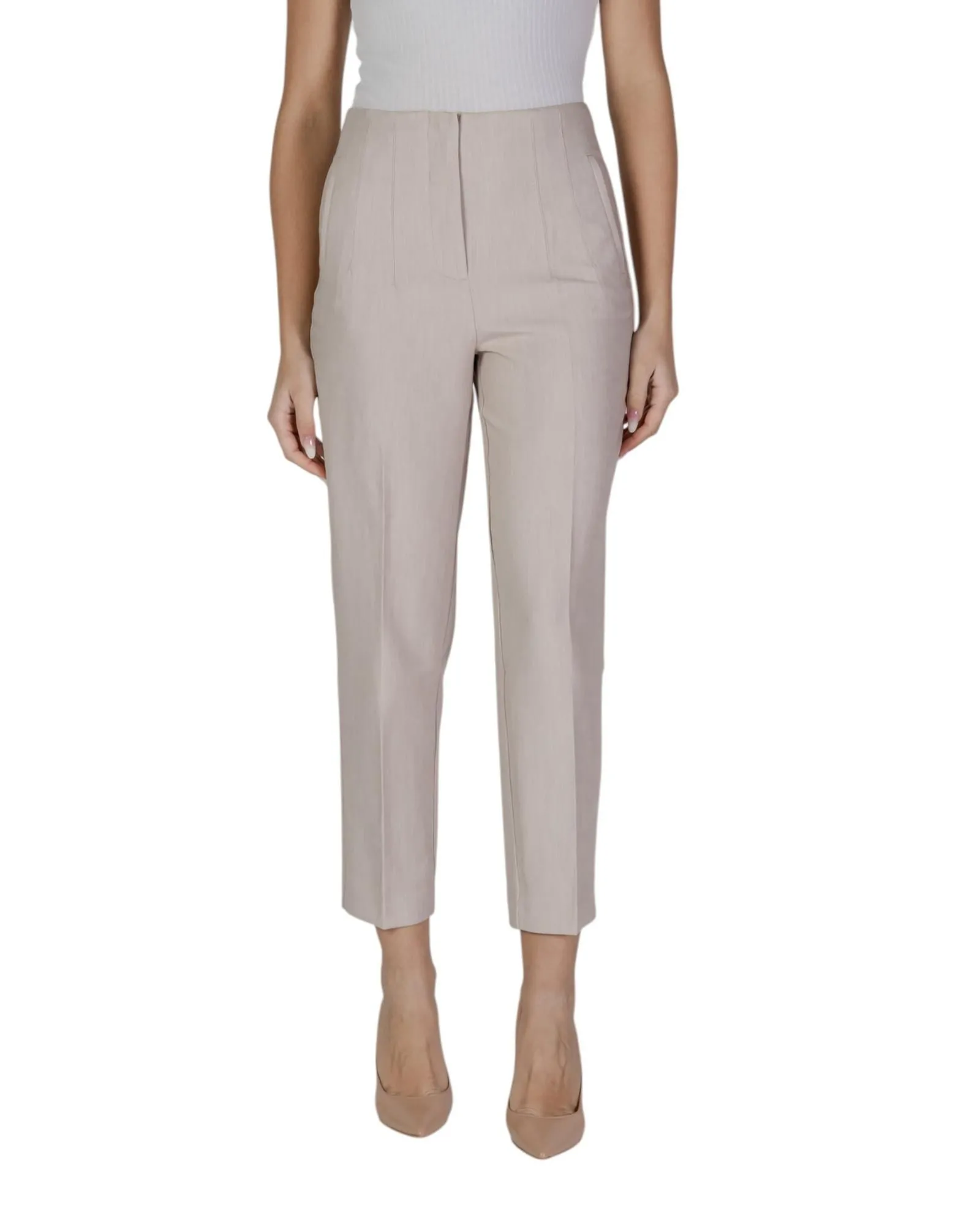 Cropped Straight Leg Pants Women - Beige
