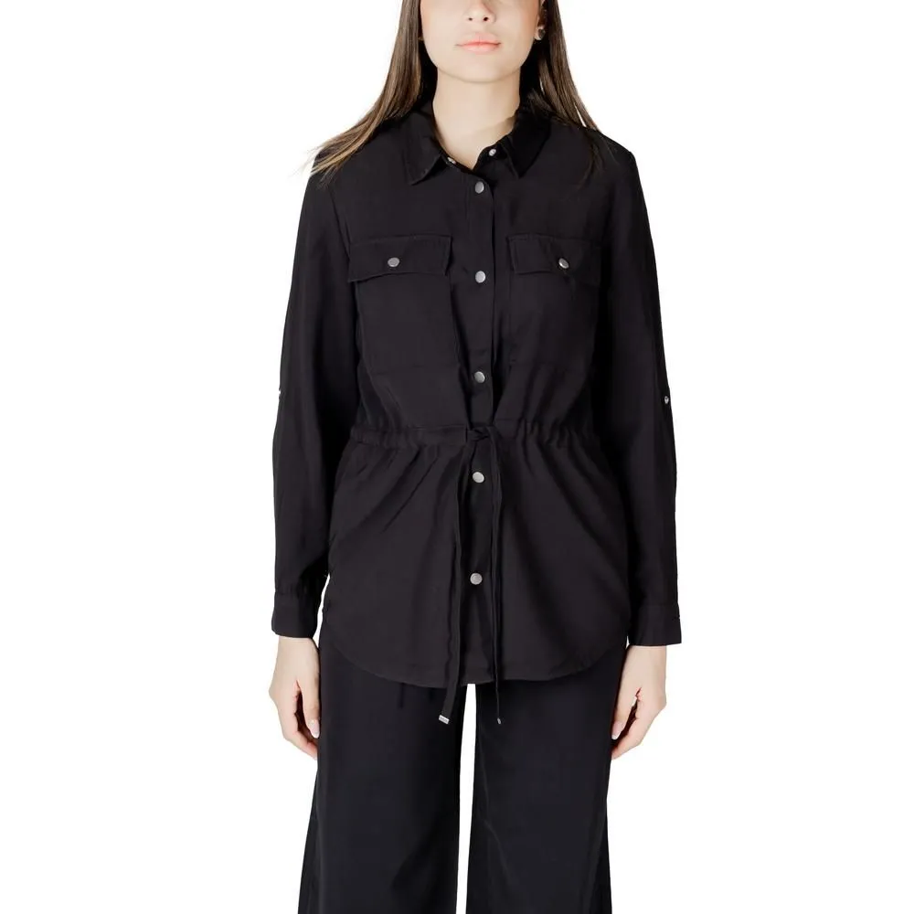Shirt with Drawstring Waist Wo - Black Blazers