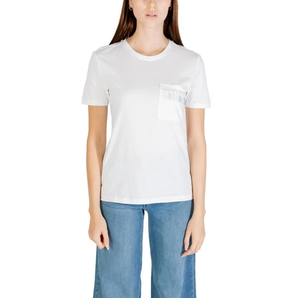 Pocket Embellished Tee- White Shirts