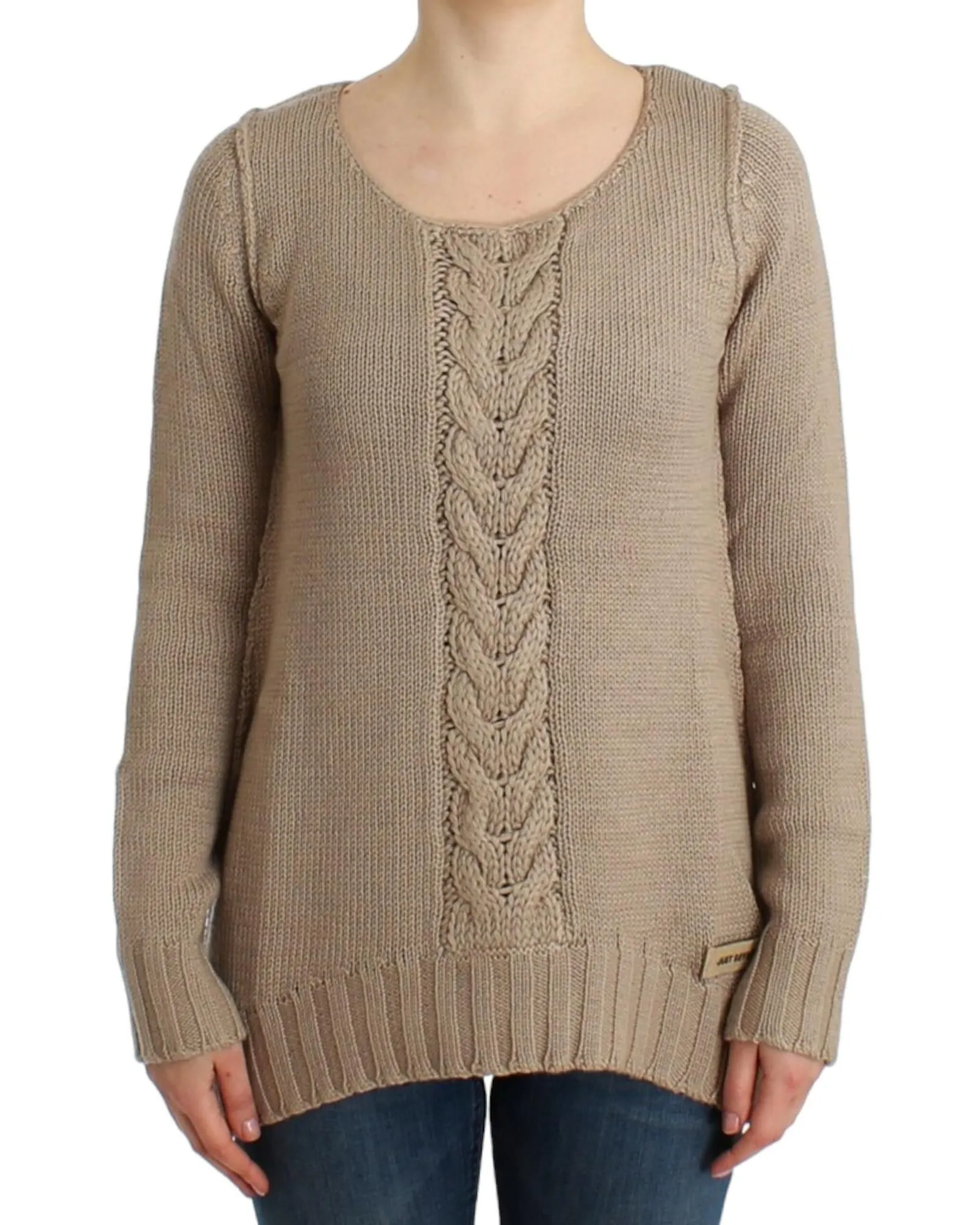 Cable Knit Pullover Sweater- Beige