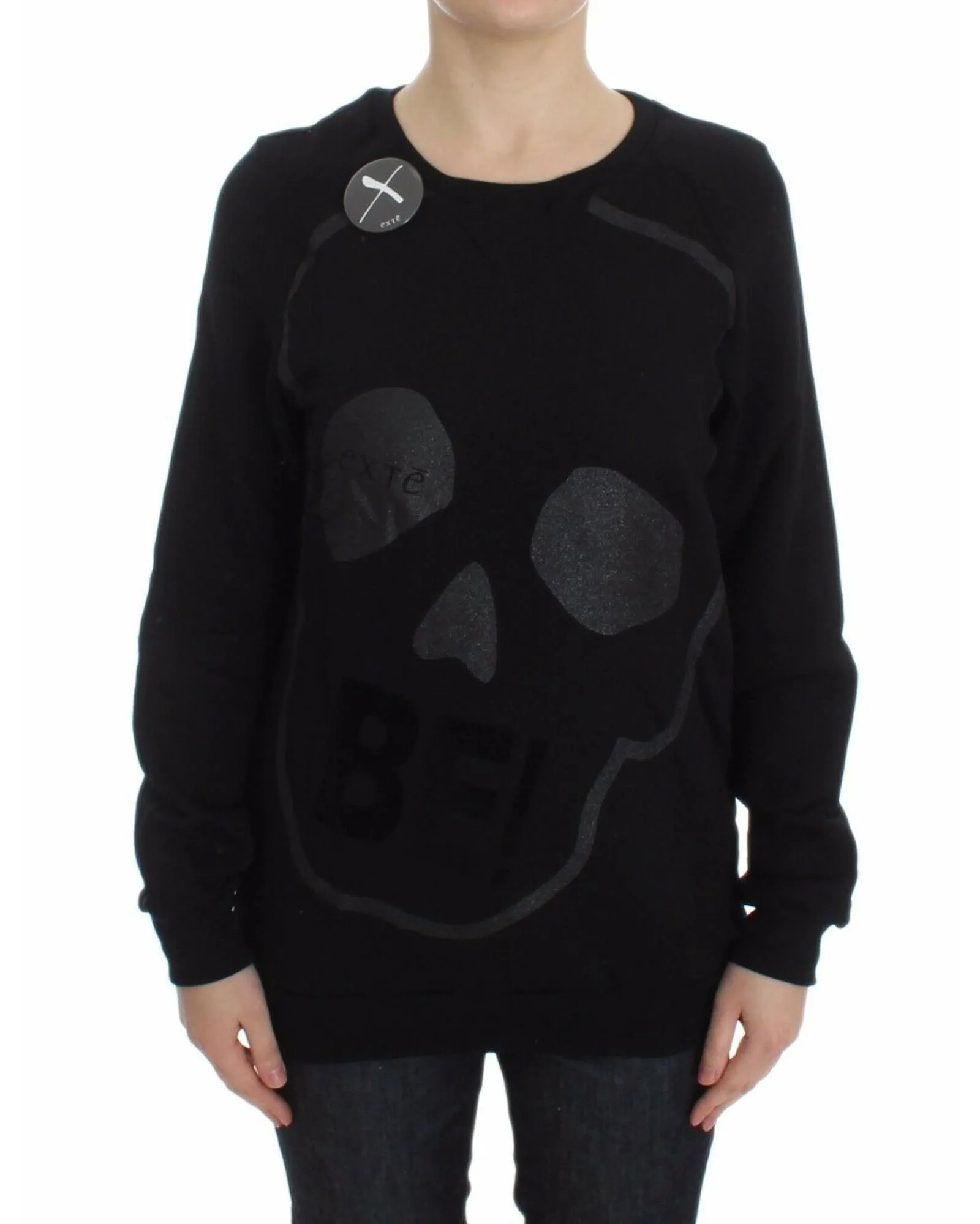 Skull Sweatshirt Graphic Print- Black Sweaters
