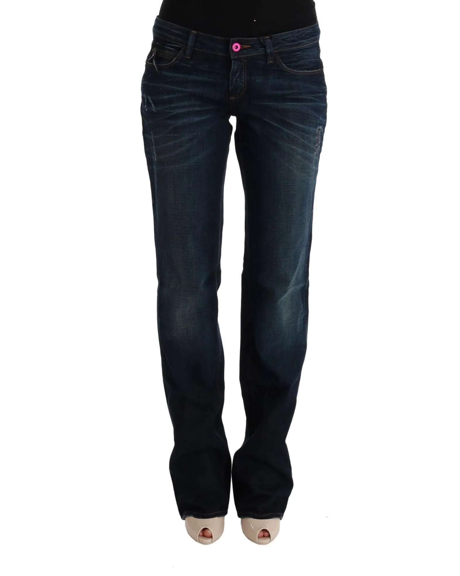 Bootcut Jeans Distressed Design- Blue Jeans